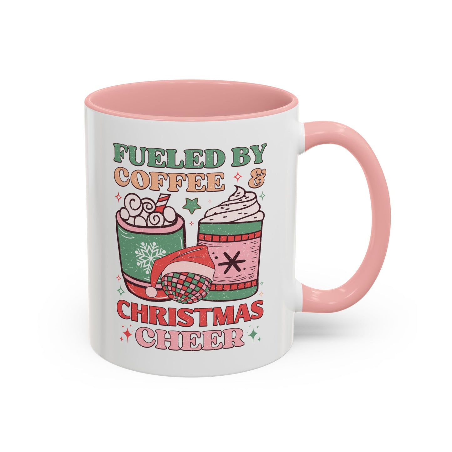 Coffee Mug Cup (11, 15oz) - Fueled by Coffee and Christmas Cheer - Retro Style Theme
