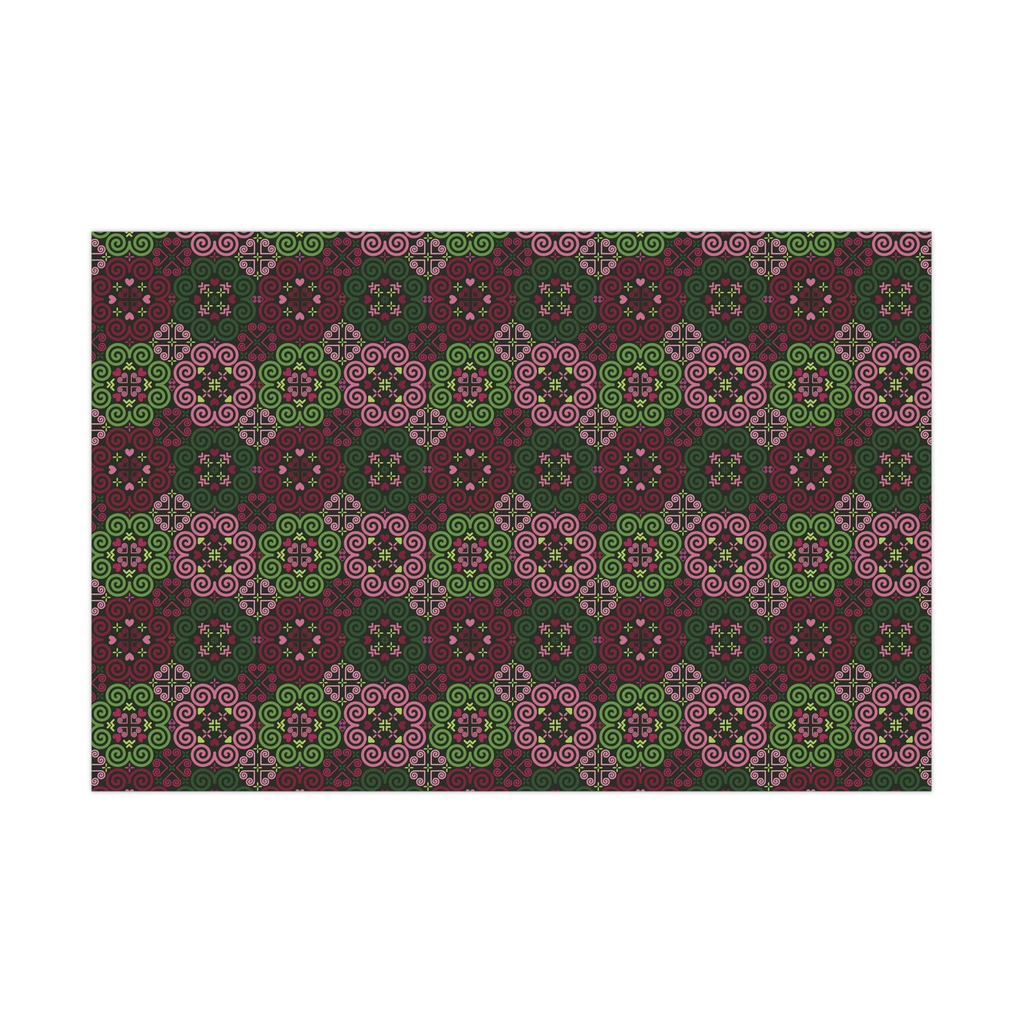 Gift Wrap Papers - Hmong Inspired - Cute Bright Colorful Bold - Red Pink Green Theme