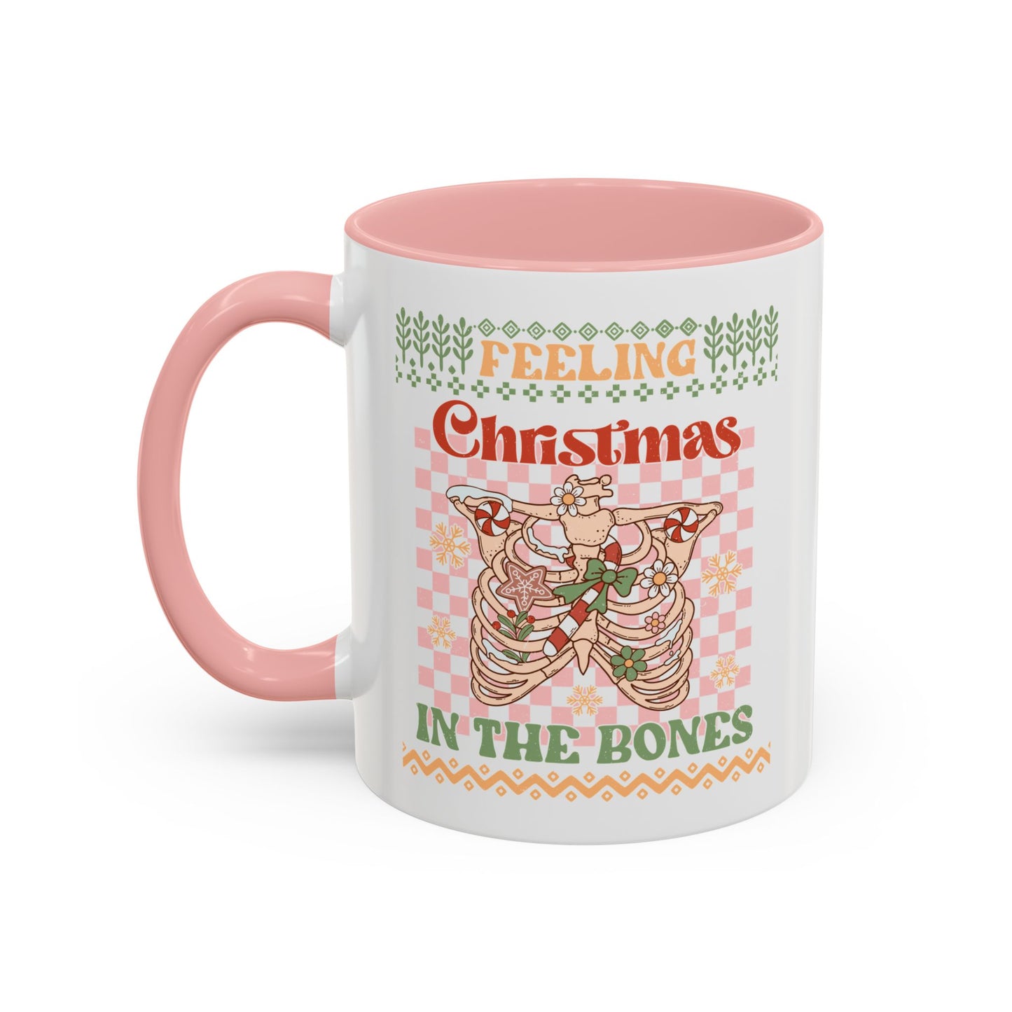 Coffee Mug Cup (11, 15oz) - Feeling Christmas in the Bones Retro Sweater Look Theme