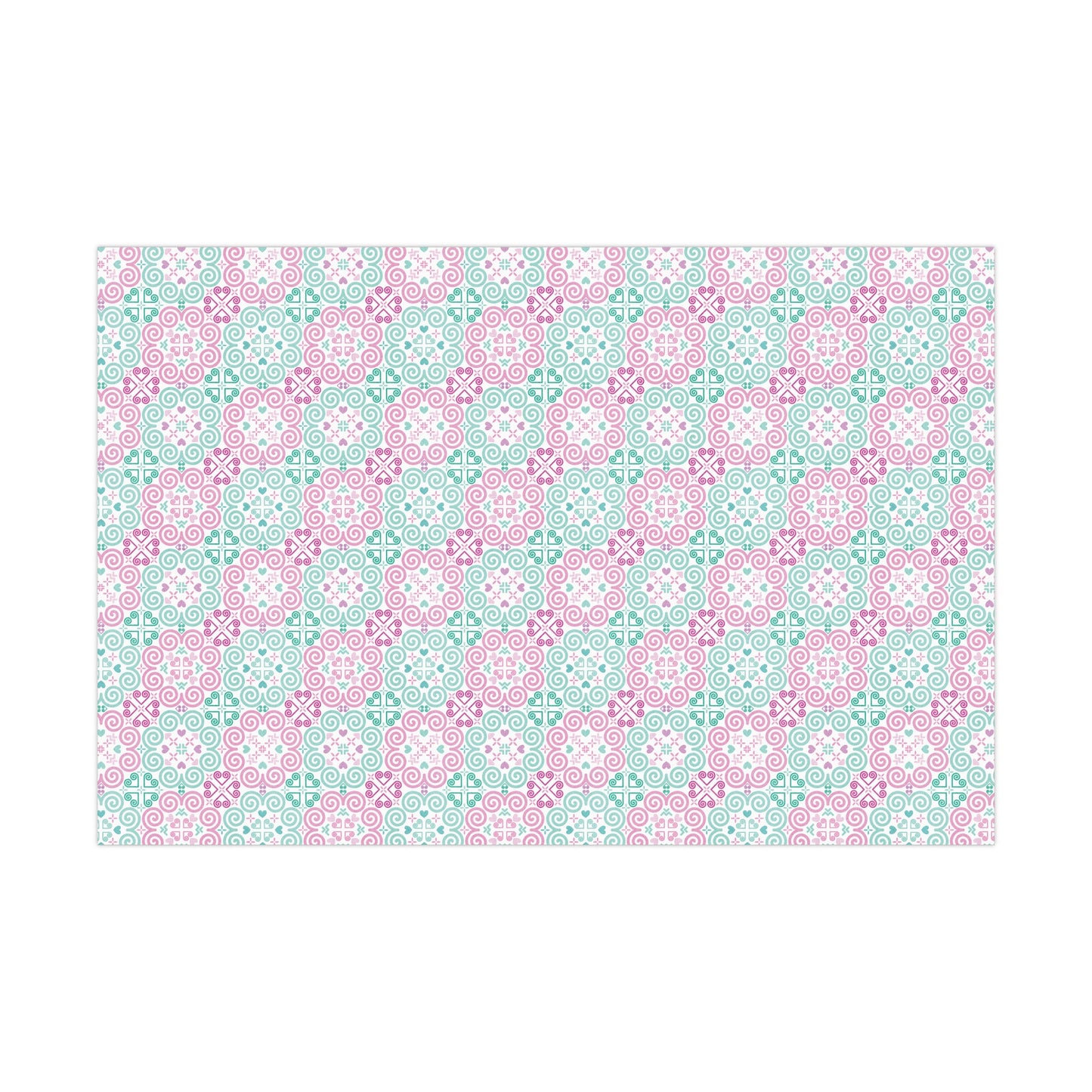 Gift Wrap Papers - Hmong Inspired - Cute Bright Colorful Bold Textured Watercolor - Pastel Pink Mint Theme