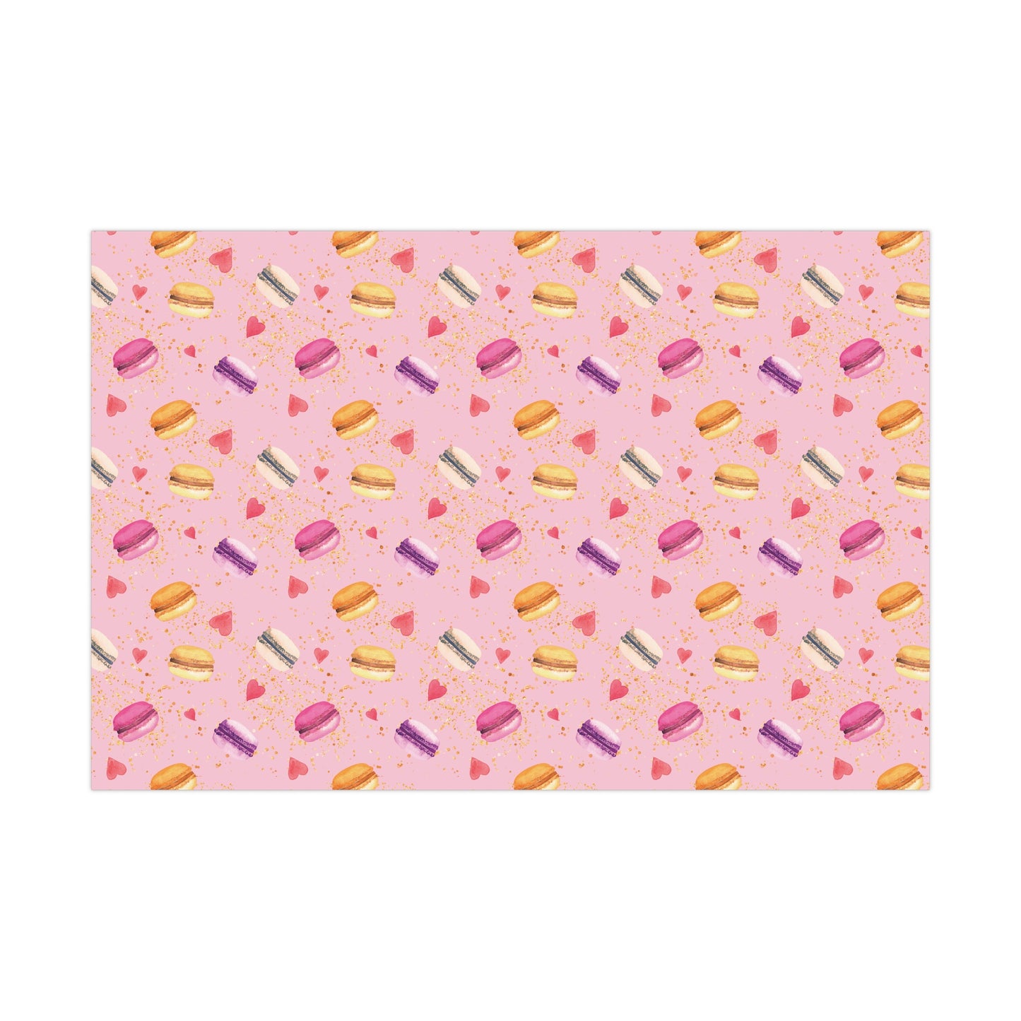 Gift Wrap Papers - Watercolor Macarons - Bright Colorful - Pink Theme on Pink BG