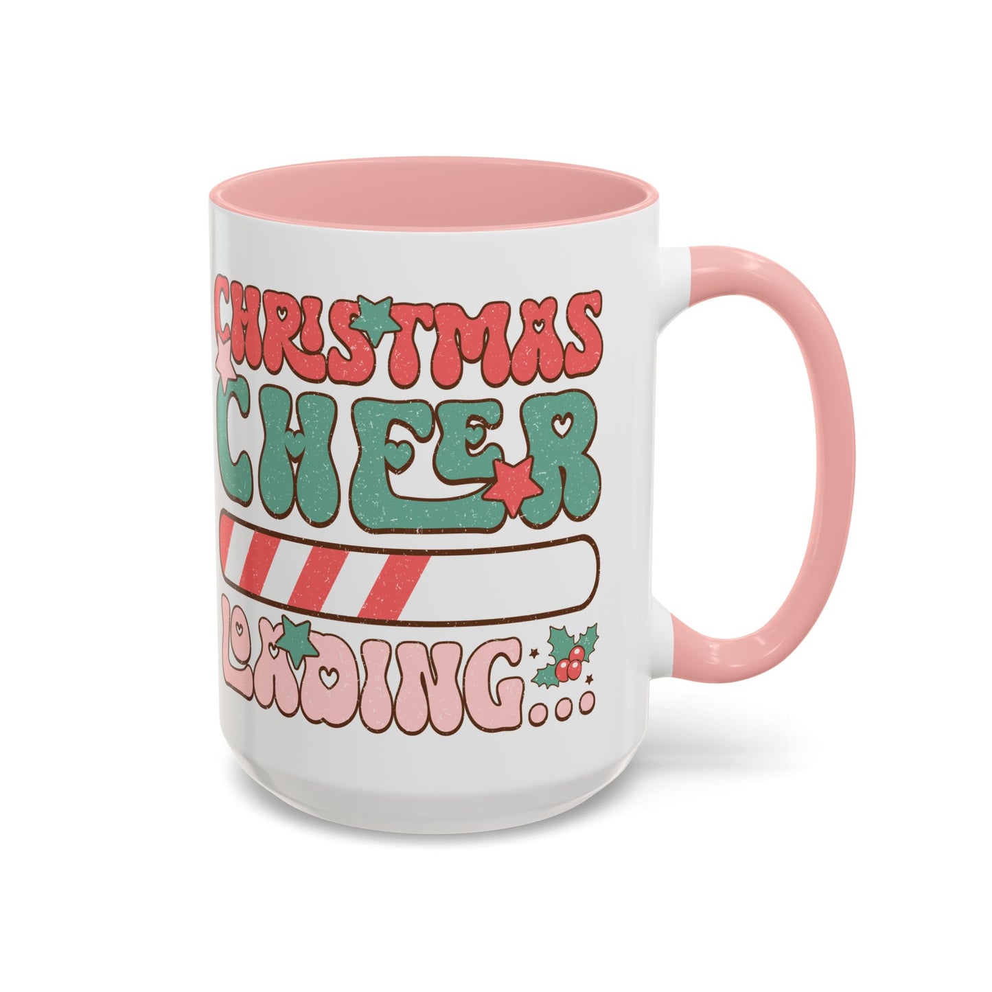Accent Coffee Mug (11, 15oz) - Christmas Cheer Loading - Retro Vintage Theme Style
