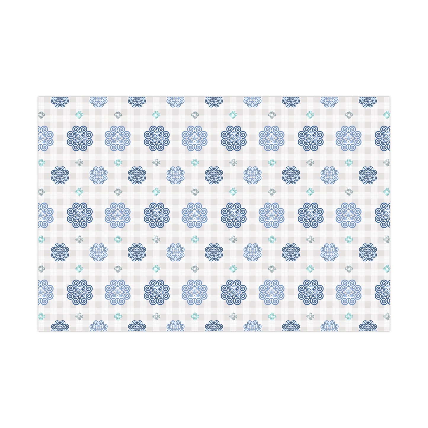 Gift Wrap Papers - Hmong Inspired - Blue Neutral Theme - Plaid Pattern BG