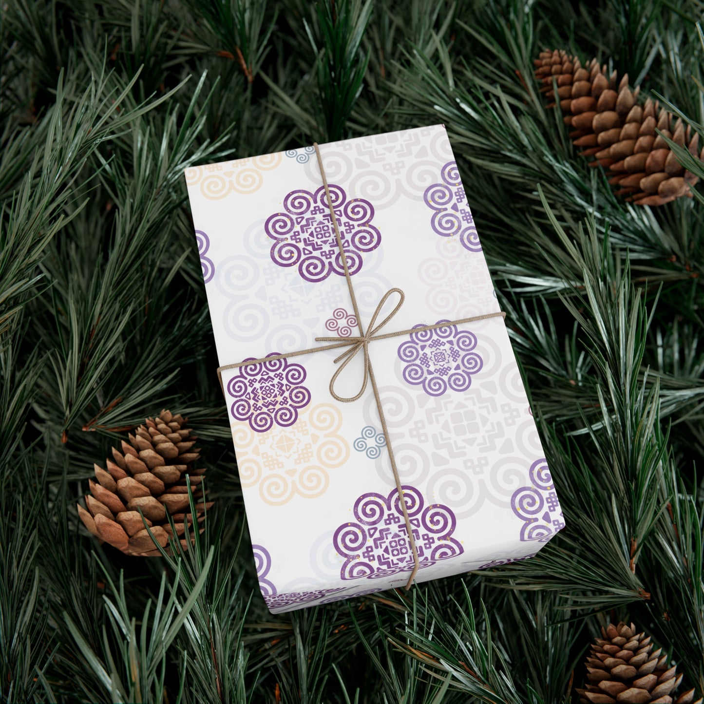 Gift Wrap Papers - Hmong Inspired - Purple Theme - Silhouette Pattern BG