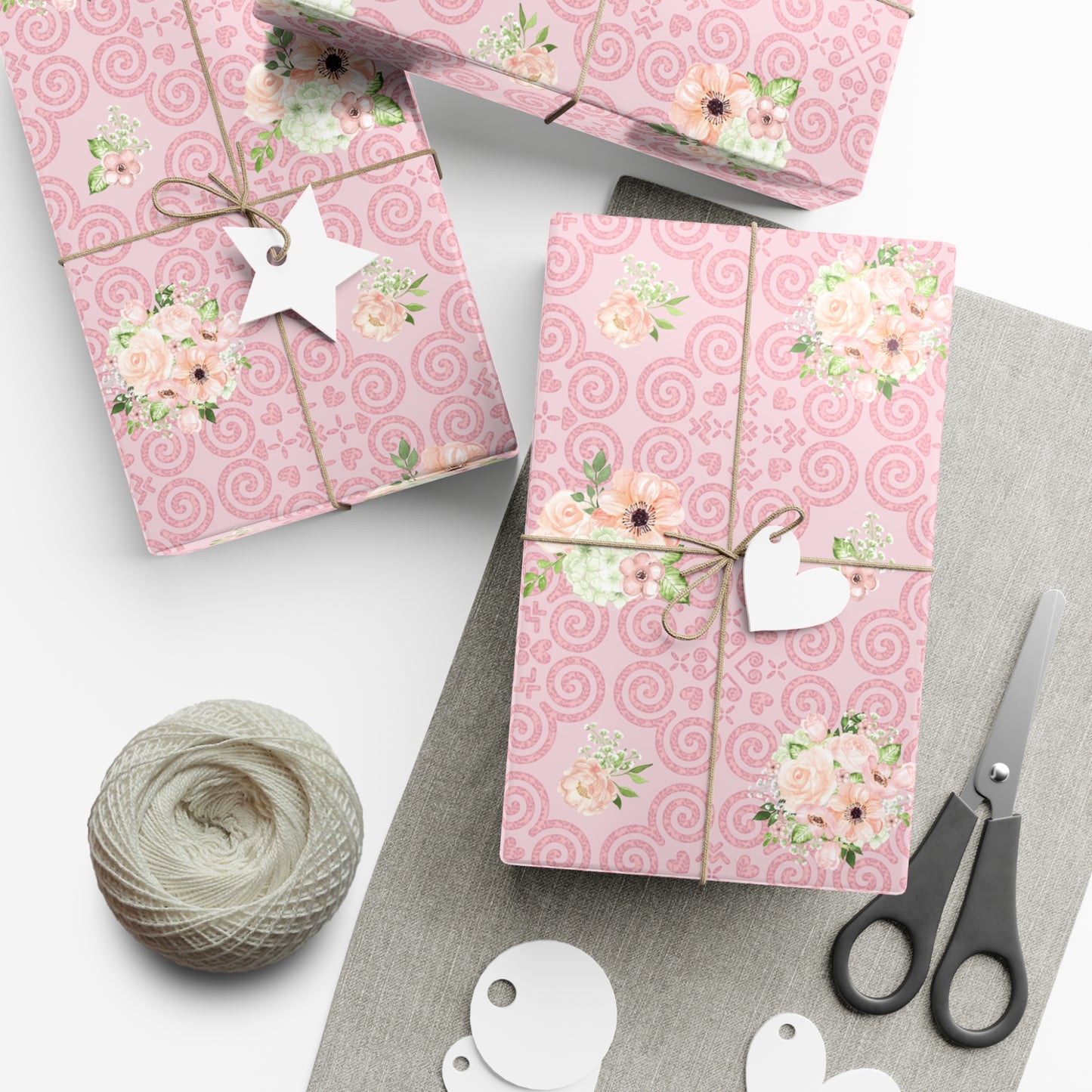 Gift Wrap Papers - Hmong Inspired - Floral Leaves Pattern - Pink Theme