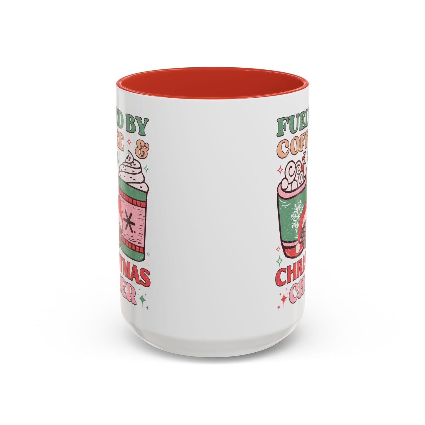 Coffee Mug Cup (11, 15oz) - Fueled by Coffee and Christmas Cheer - Retro Style Theme