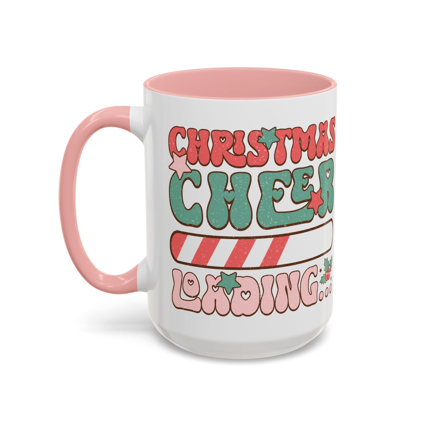 Accent Coffee Mug (11, 15oz) - Christmas Cheer Loading - Retro Vintage Theme Style