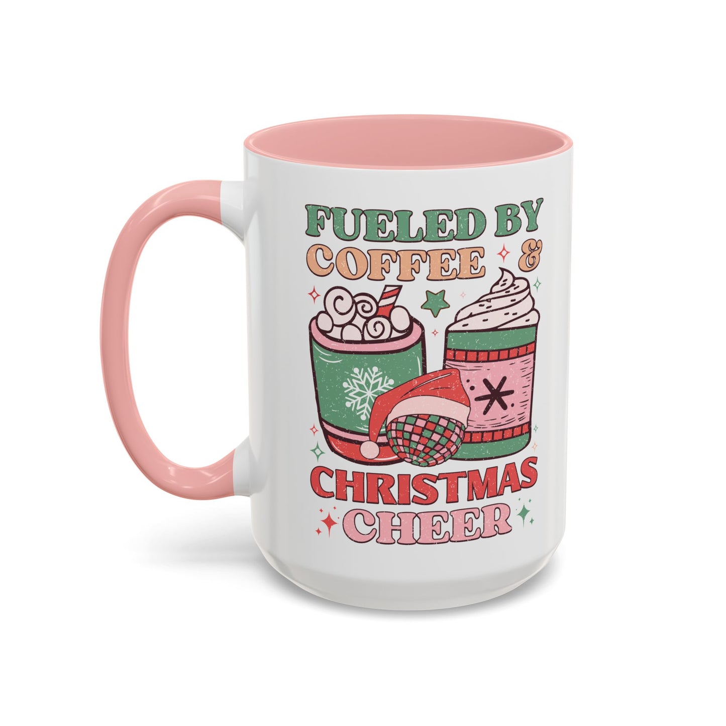 Coffee Mug Cup (11, 15oz) - Fueled by Coffee and Christmas Cheer - Retro Style Theme