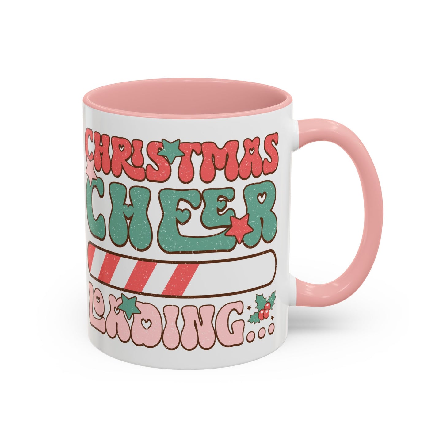 Accent Coffee Mug (11, 15oz) - Christmas Cheer Loading - Retro Vintage Theme Style