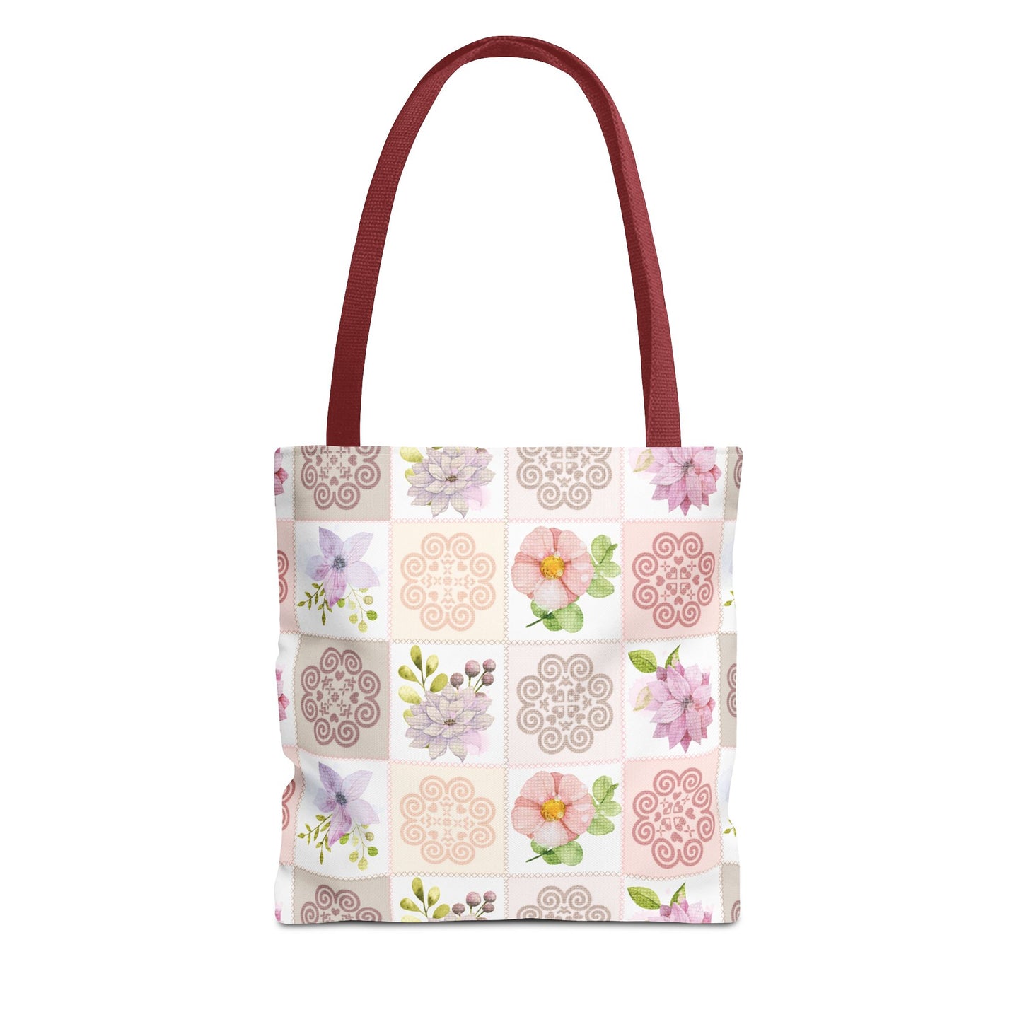 Tote Bag (AOP) - Hmong Inspired Design - Fall Watercolor Theme - Patch Square Pattern