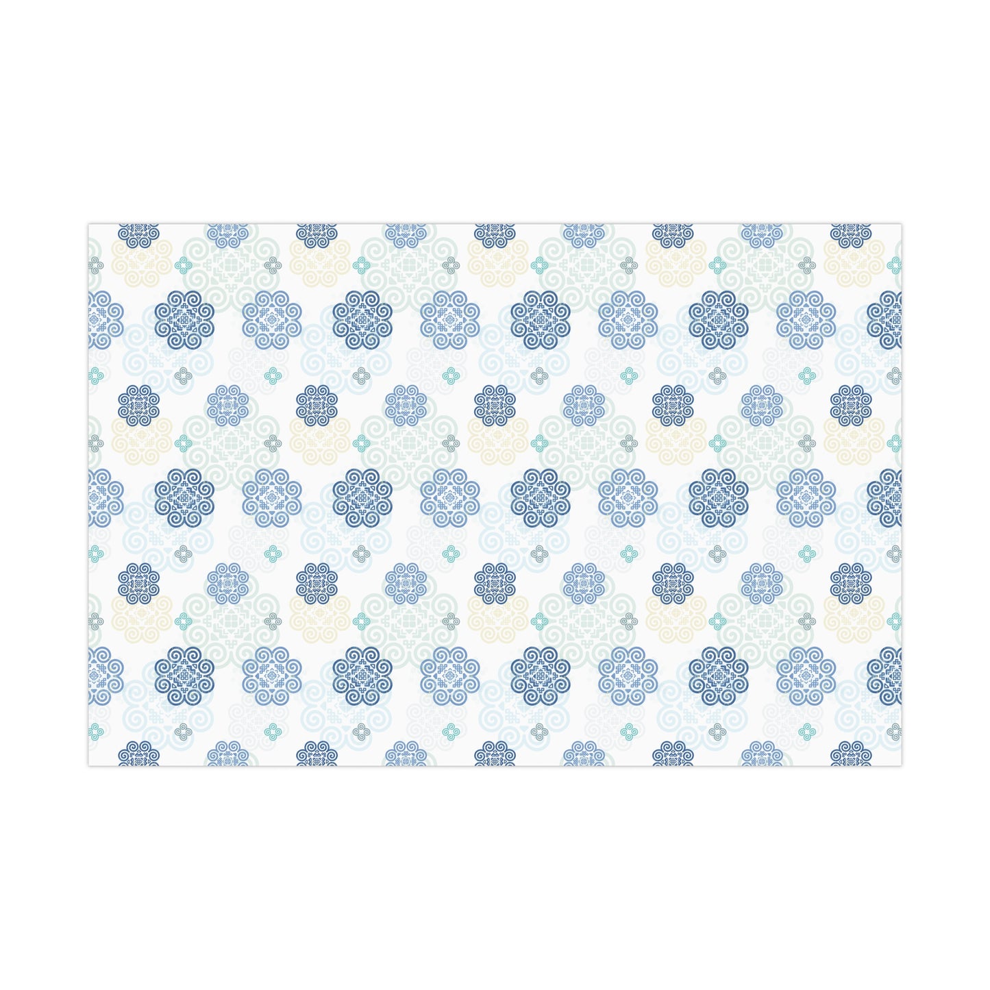 Gift Wrap Papers - Hmong Inspired - Blue Neutral Theme - Silhouette Pattern BG