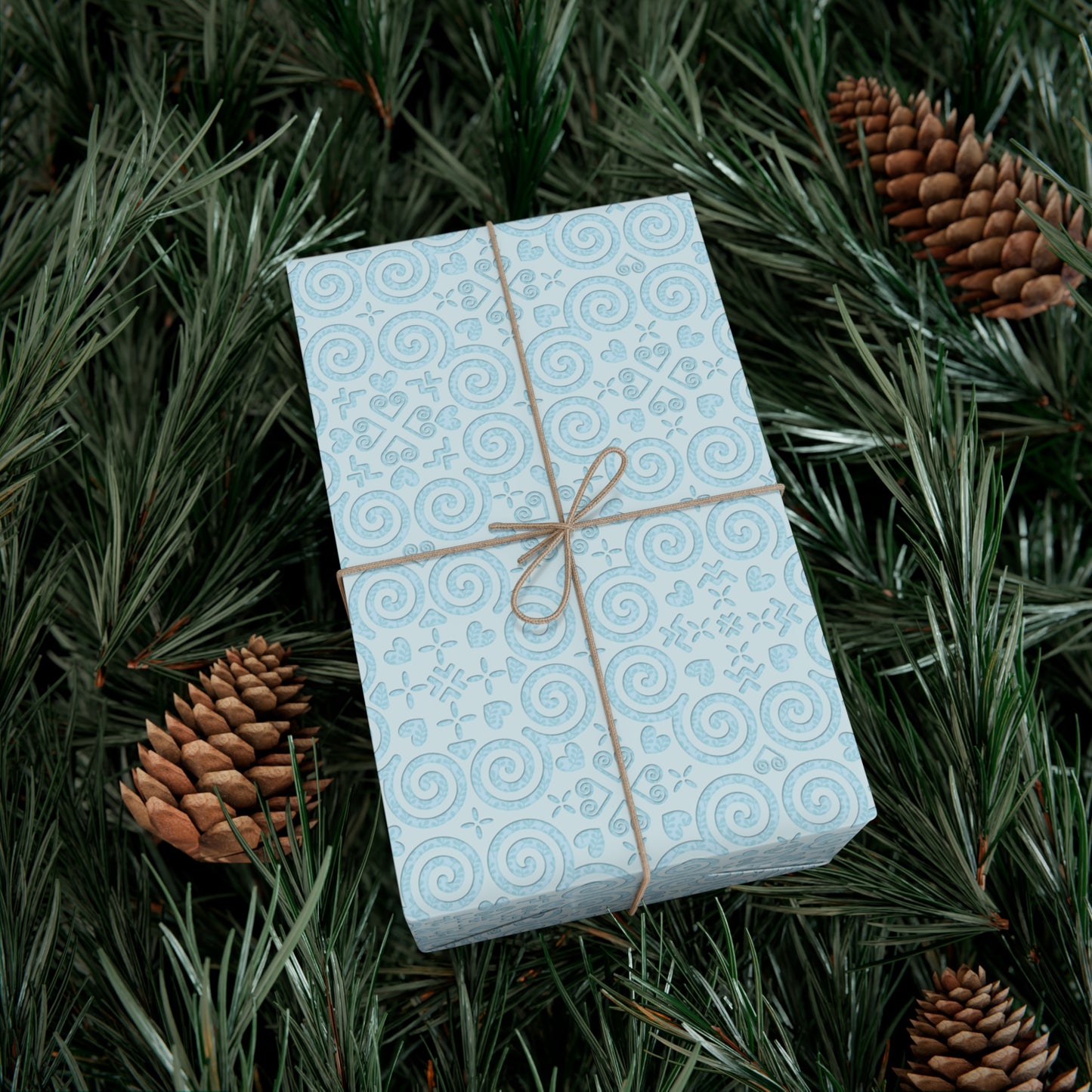 Gift Wrap Papers - Hmong Inspired - Debossed Leaf Pattern - Baby Blue Theme