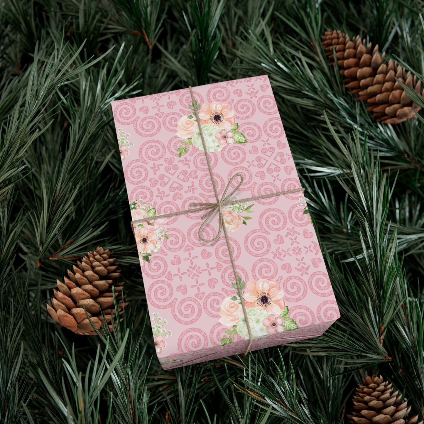 Gift Wrap Papers - Hmong Inspired - Floral Leaves Pattern - Pink Theme