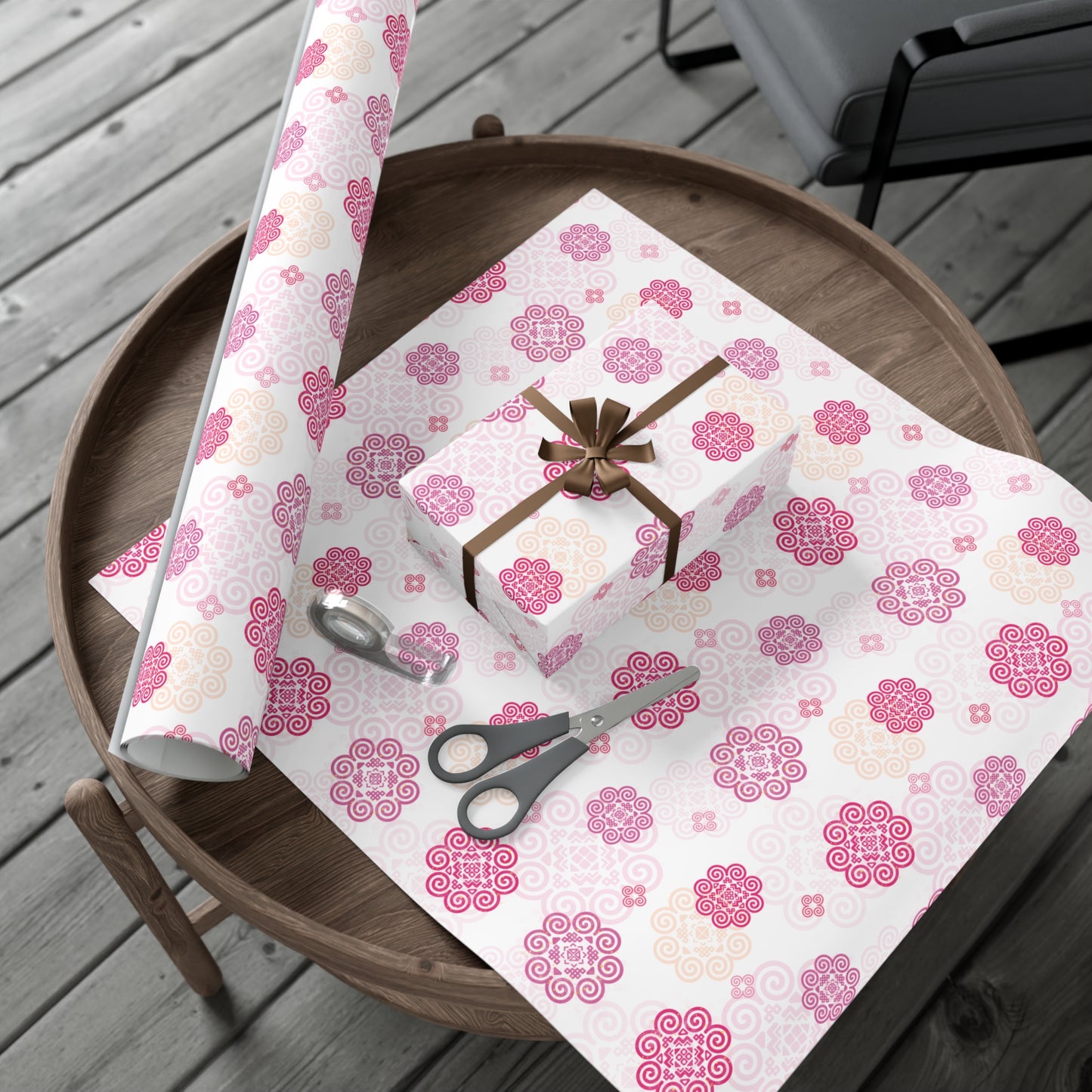 Gift Wrap Papers - Hmong Inspired - Pink Theme - Silhouette Pattern BG