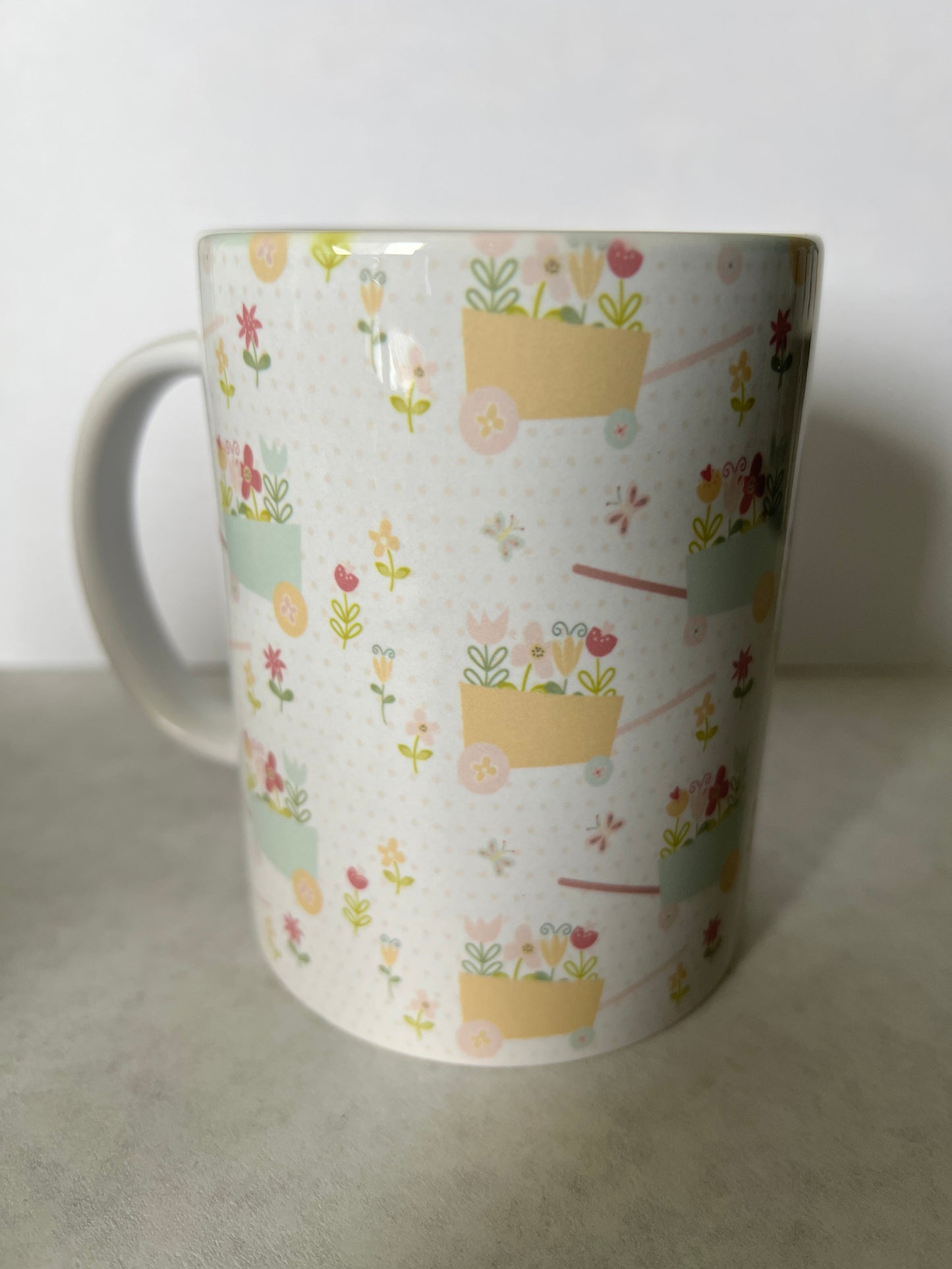 Mug 15oz White Ceramic - Cute Pastel Spring Floral Garden Theme