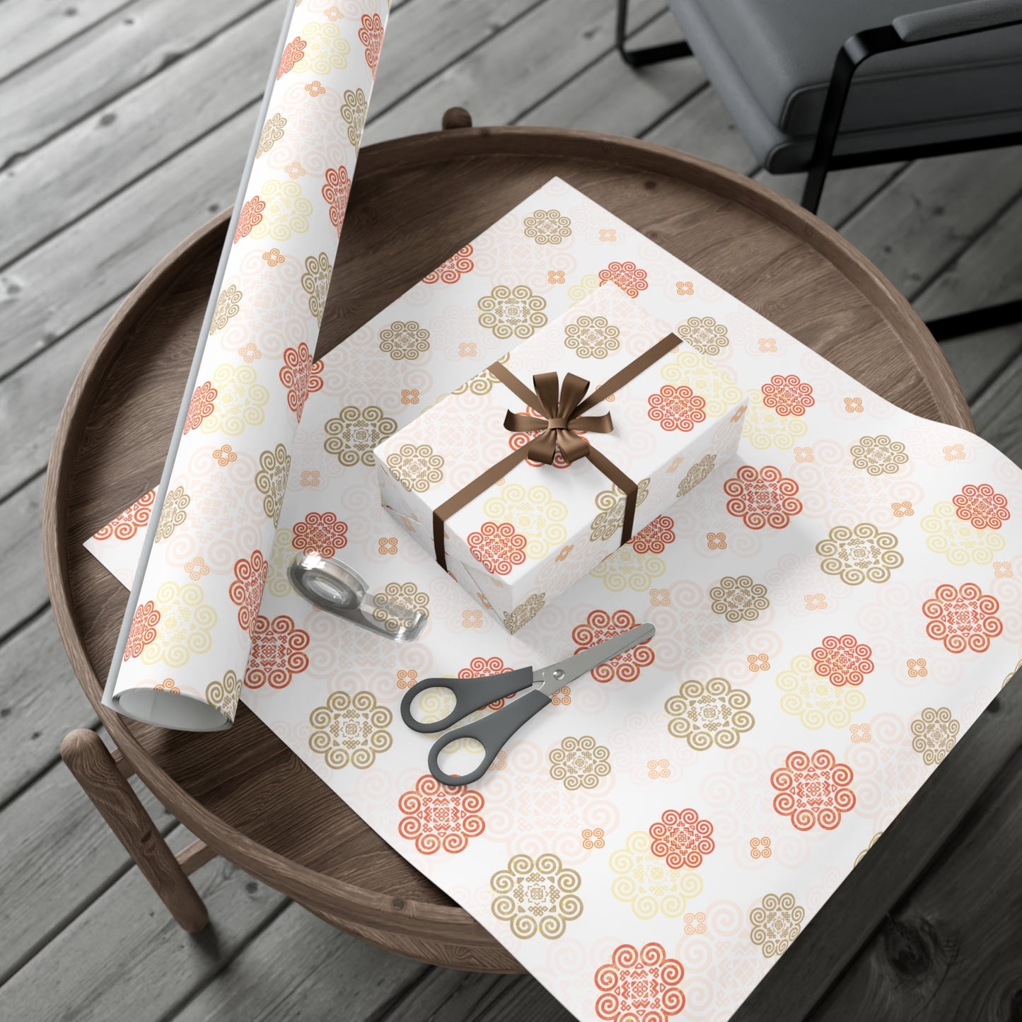 Gift Wrap Papers - Hmong Inspired - Fall Theme - Silhouette Pattern BG