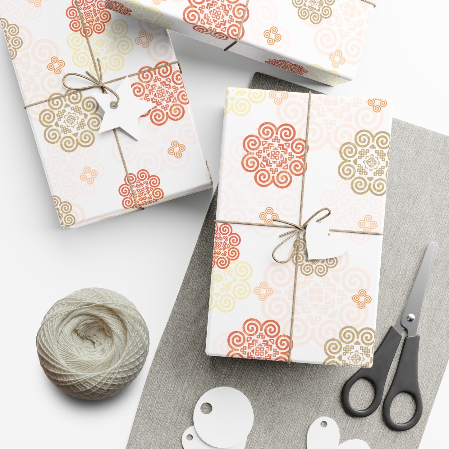 Gift Wrap Papers - Hmong Inspired - Fall Theme - Silhouette Pattern BG