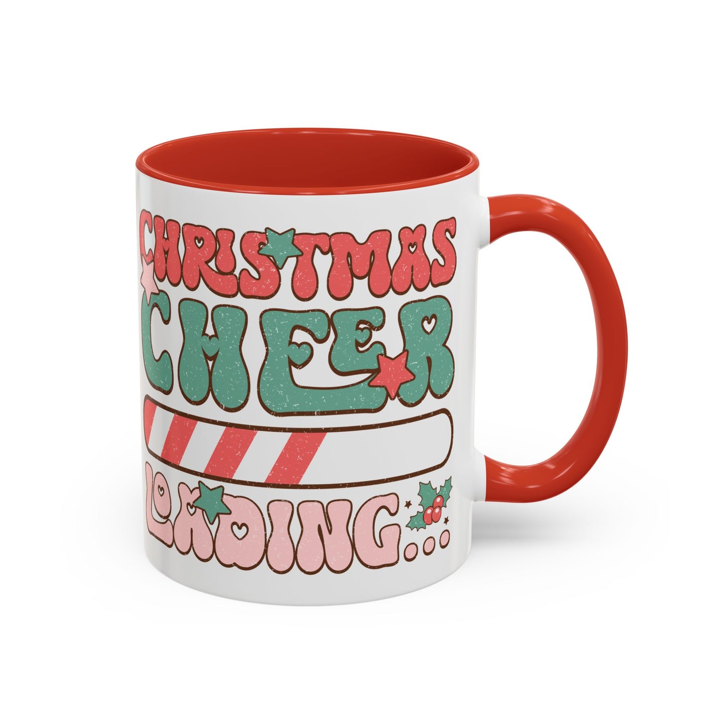 Accent Coffee Mug (11, 15oz) - Christmas Cheer Loading - Retro Vintage Theme Style