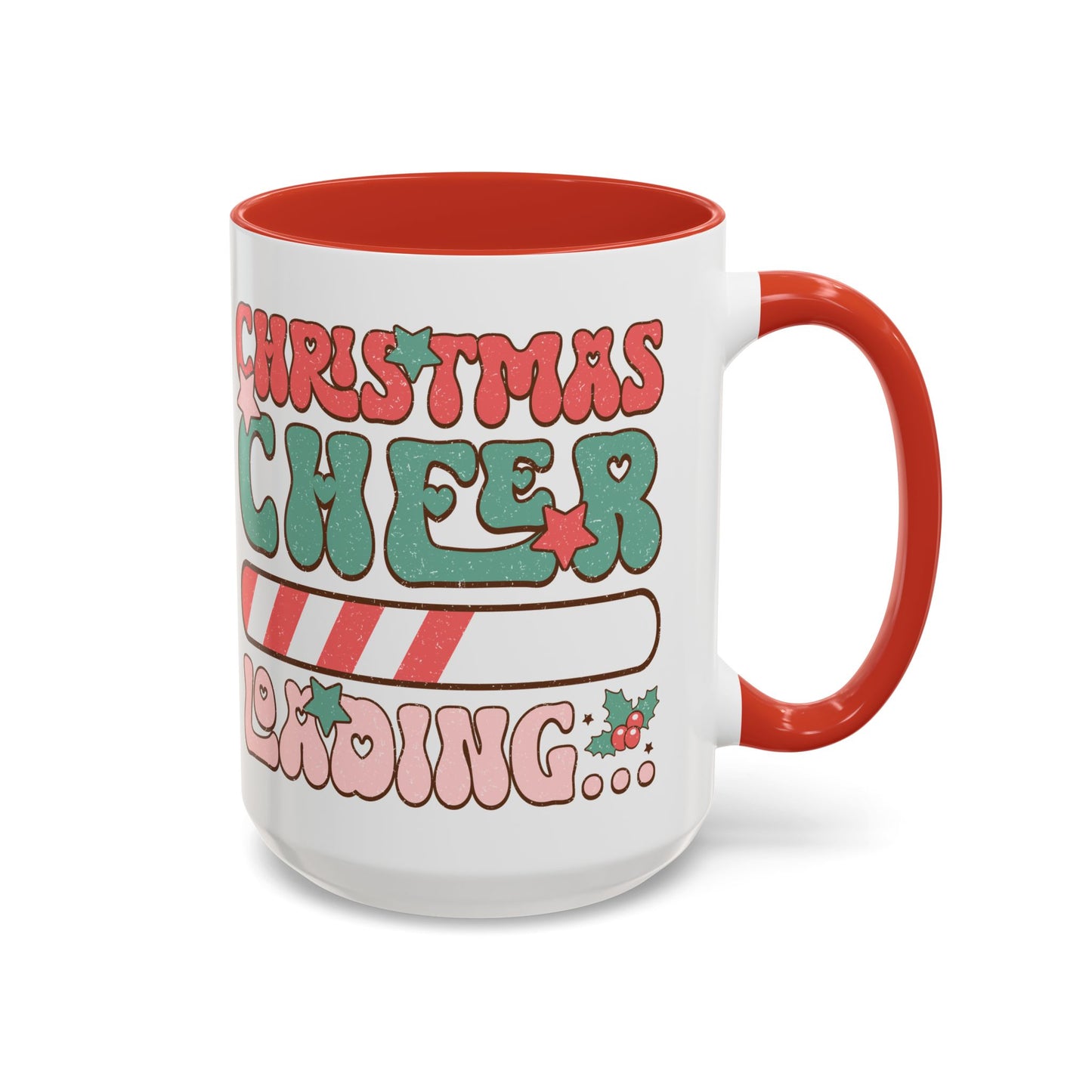 Accent Coffee Mug (11, 15oz) - Christmas Cheer Loading - Retro Vintage Theme Style