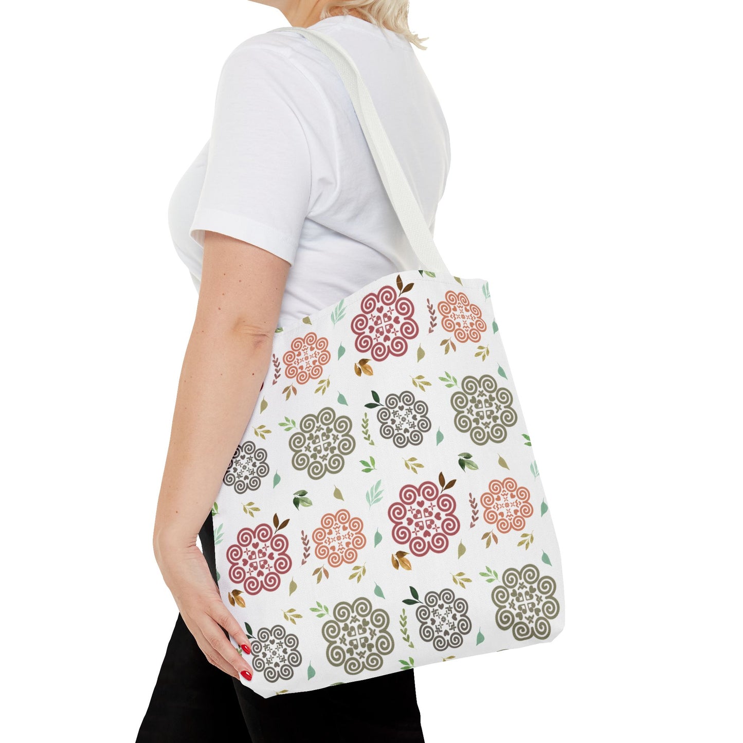Tote Bag (AOP) - Hmong Inspired Design - Fall Theme - Watercolor Leaves Pattern