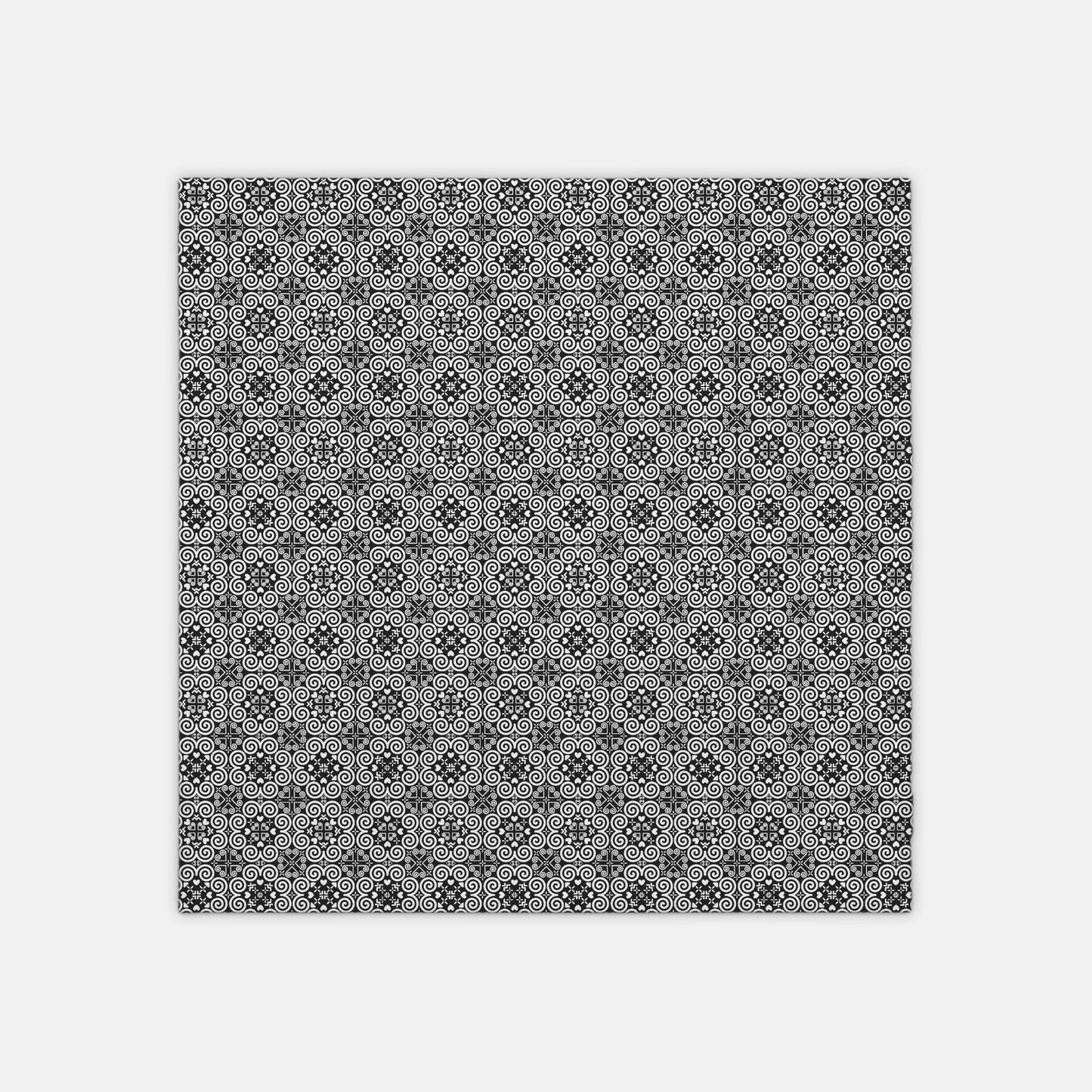 Swaddle Blanket - 42" x 42" - Hmong Inspired - Cute Bold - White on Black Seamless BG