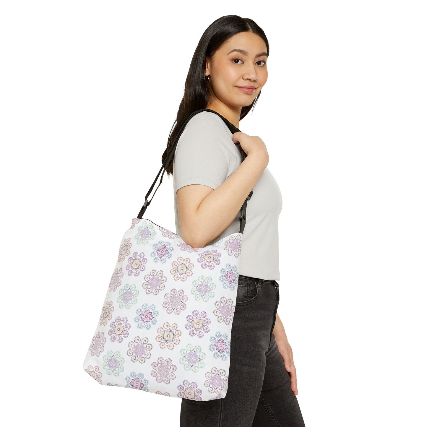 Adjustable Tote Bag (AOP) - Hmong Inspired Design (Larger Design)
