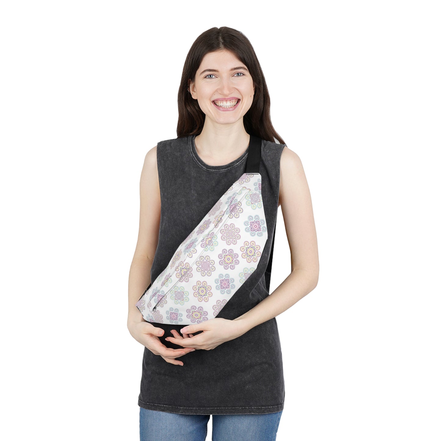 Large Fanny Pack - Hmong Inspired Design - White BG