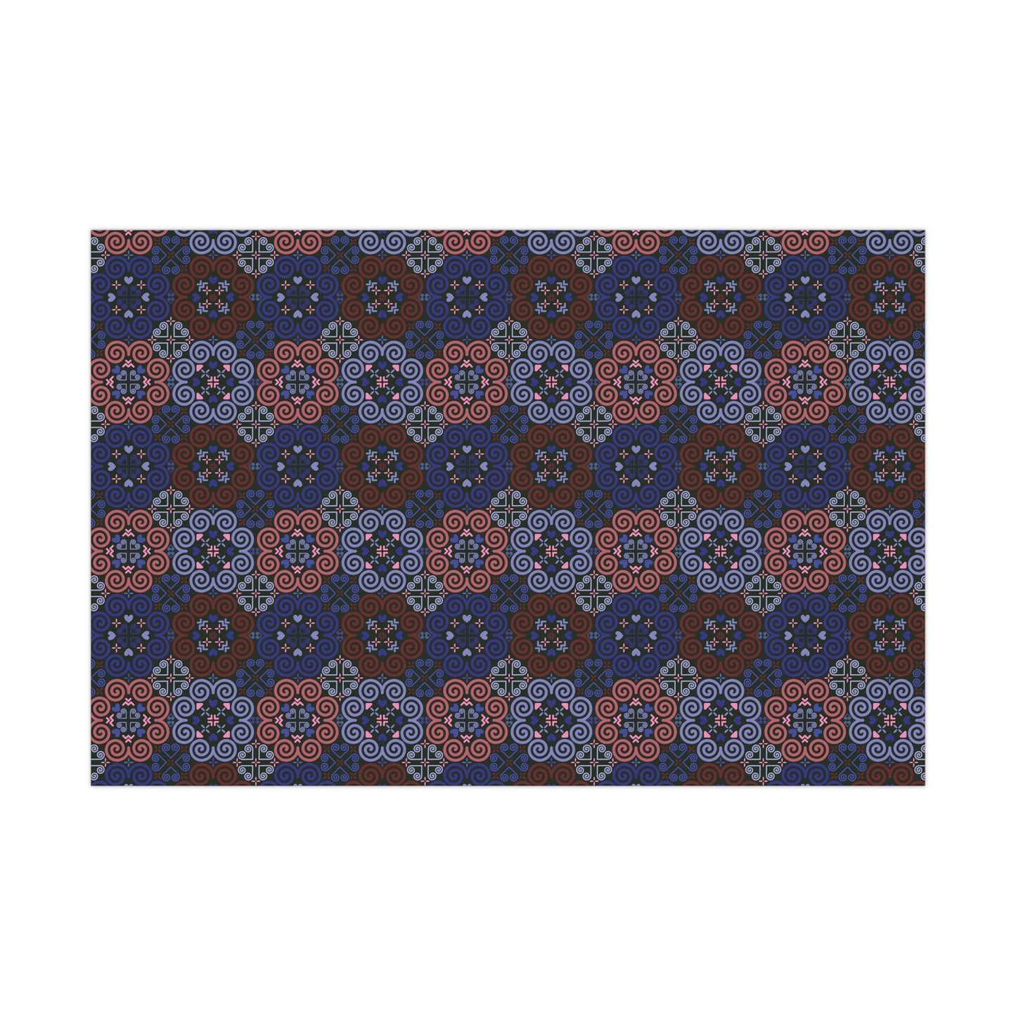 Gift Wrap Papers - Hmong Inspired - Cute Bright Colorful Bold - Blue Brown Dark Theme