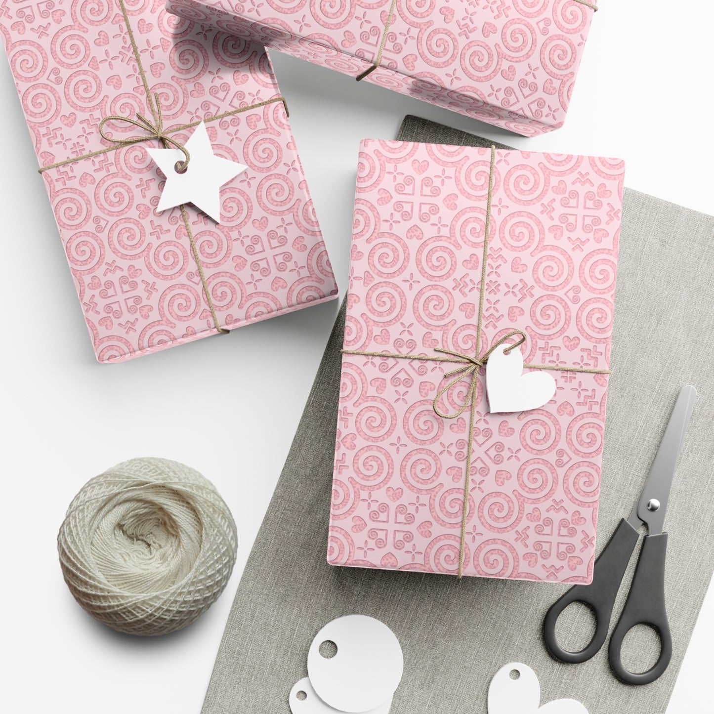 Gift Wrap Papers - Hmong Inspired - Debossed Leaf Pattern - Pink Theme