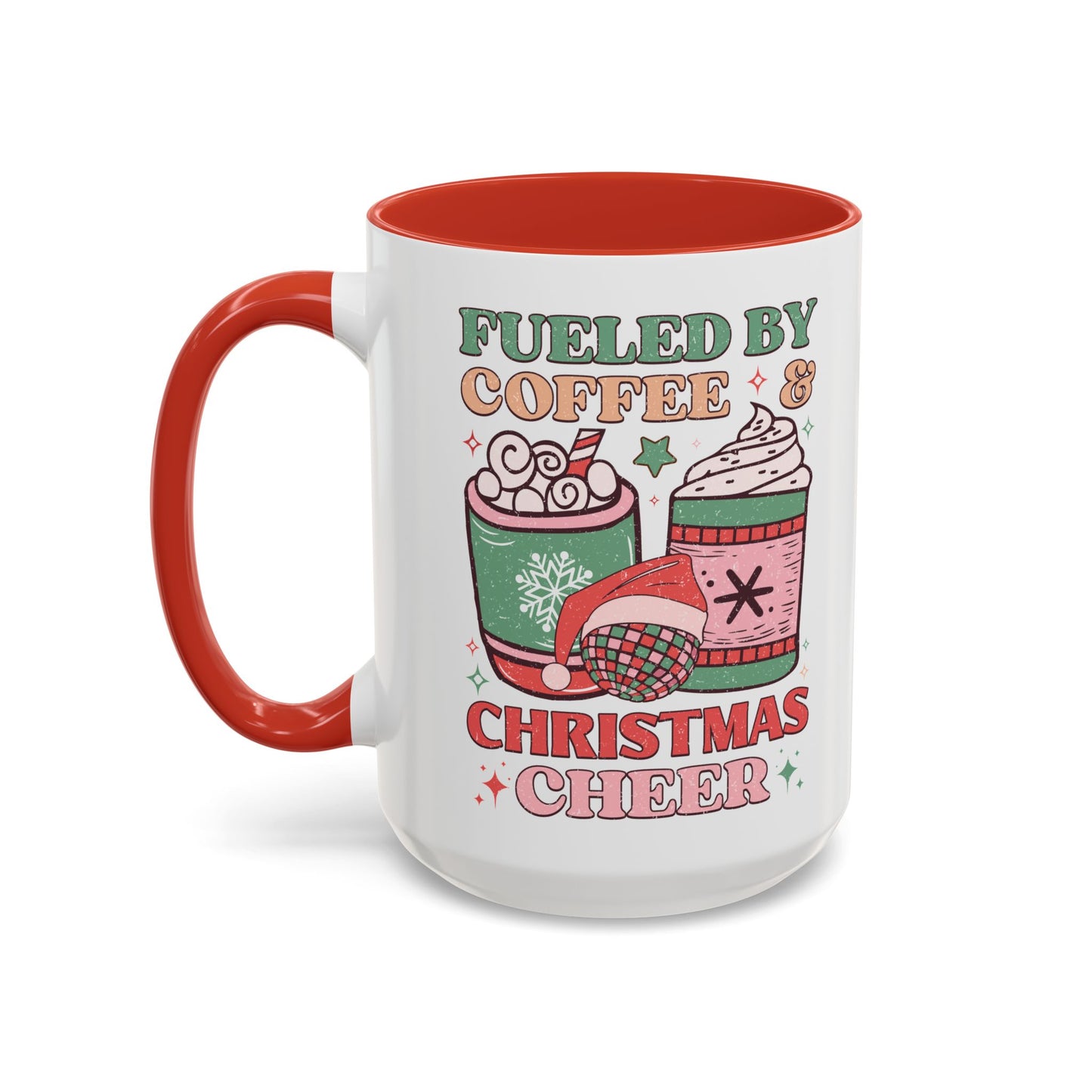 Coffee Mug Cup (11, 15oz) - Fueled by Coffee and Christmas Cheer - Retro Style Theme