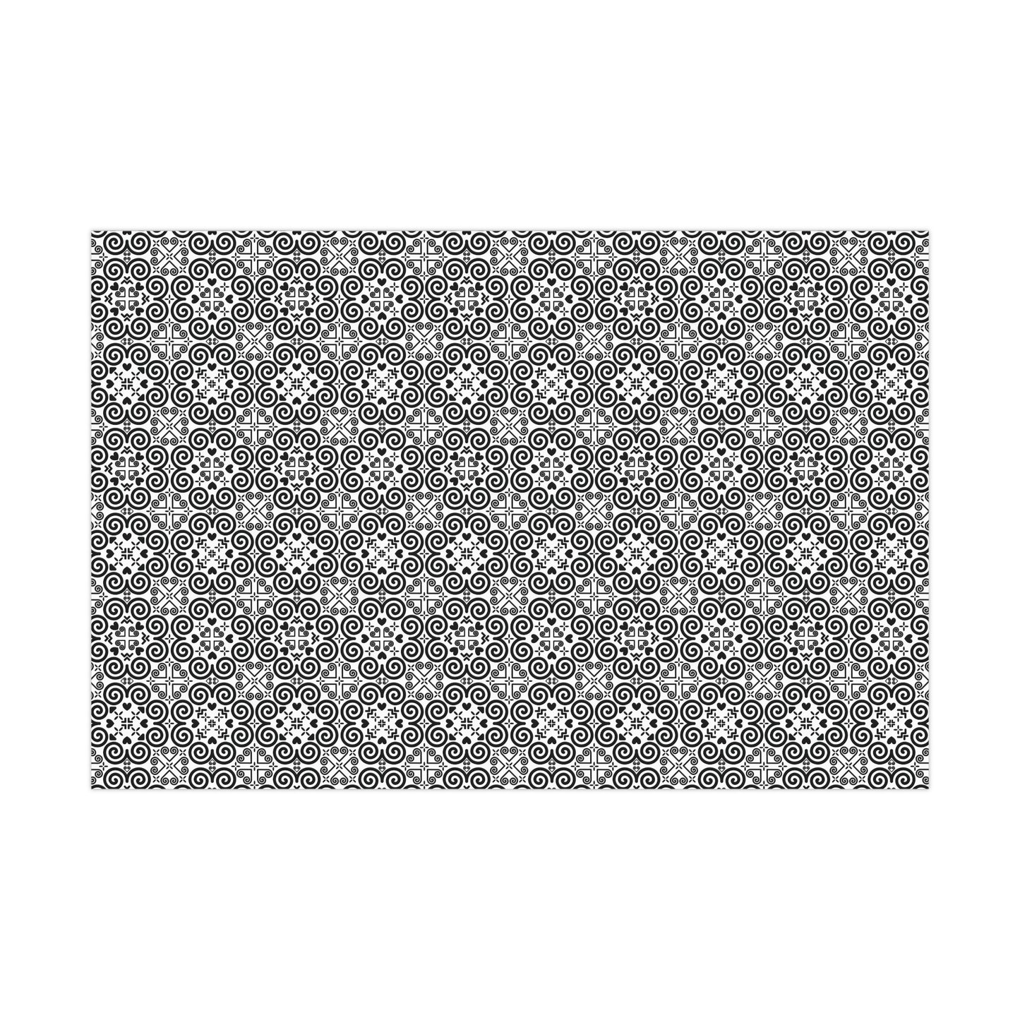 Gift Wrap Papers - Hmong Inspired - Cute Bold - Black on White Theme Seamless BG