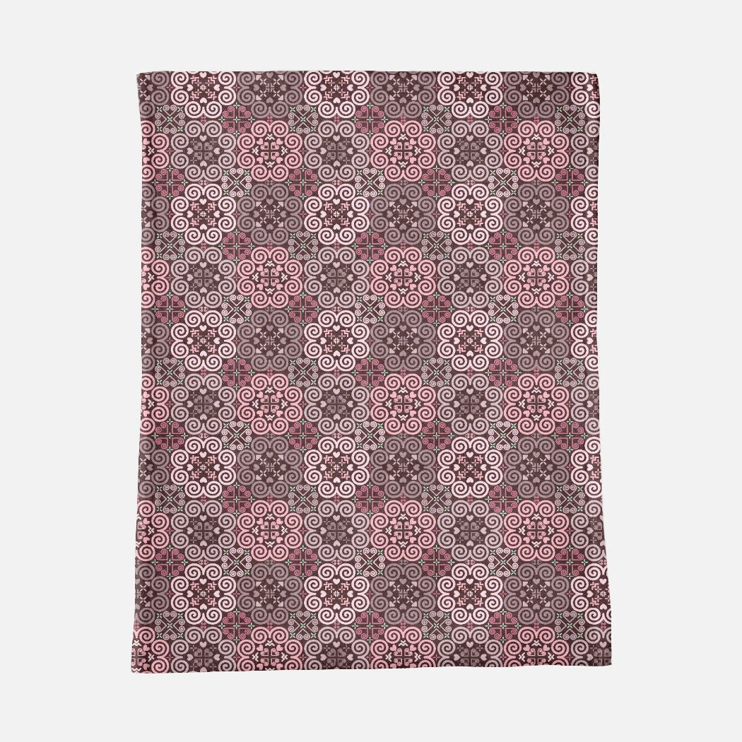 Minky Blanket - Hmong Inspired - Cute Bright Bold - Watercolor Textured - Brown Theme - Seamless BG