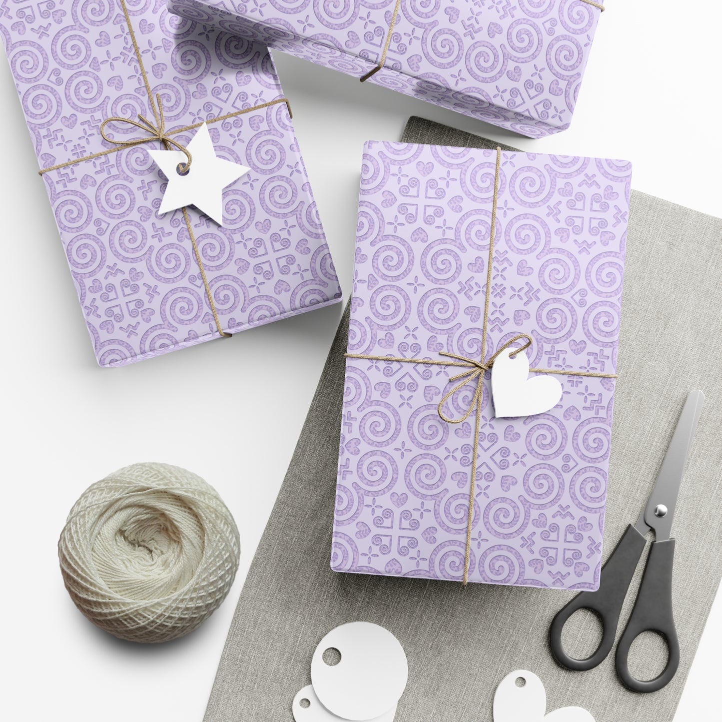 Gift Wrap Papers - Hmong Inspired - Debossed Leaf Pattern - Purple Theme