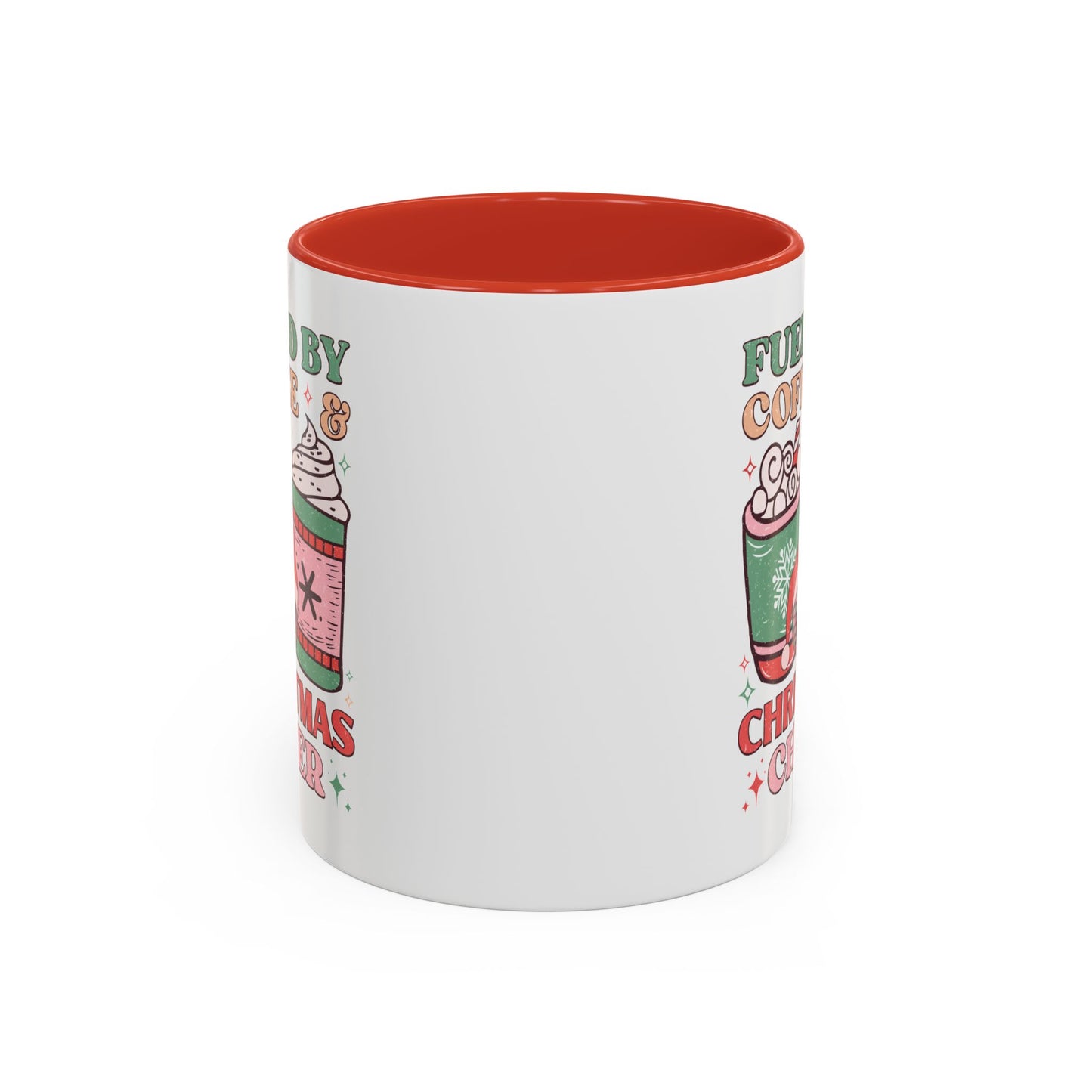 Coffee Mug Cup (11, 15oz) - Fueled by Coffee and Christmas Cheer - Retro Style Theme
