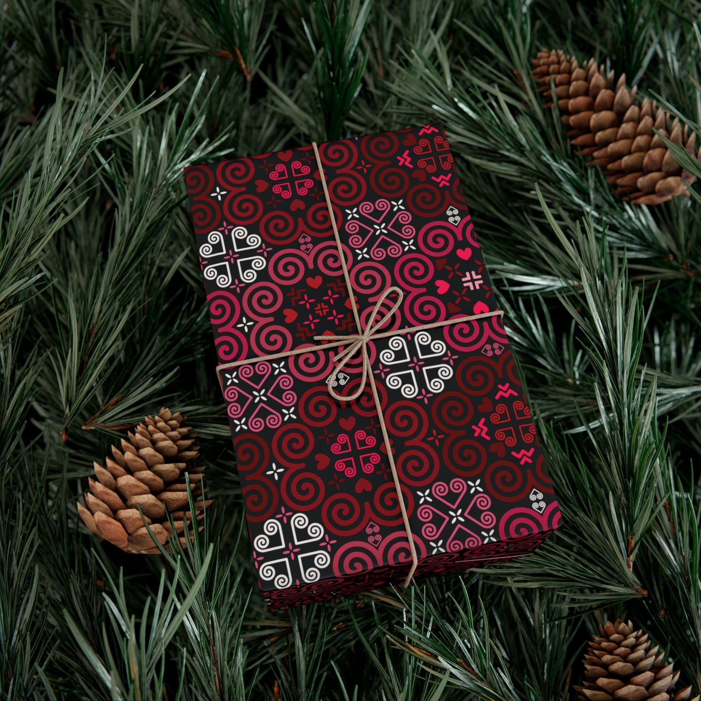 Gift Wrap Papers - Hmong Inspired - Cute Bright Colorful Bold Textured Watercolor - Bright Red Pink Theme