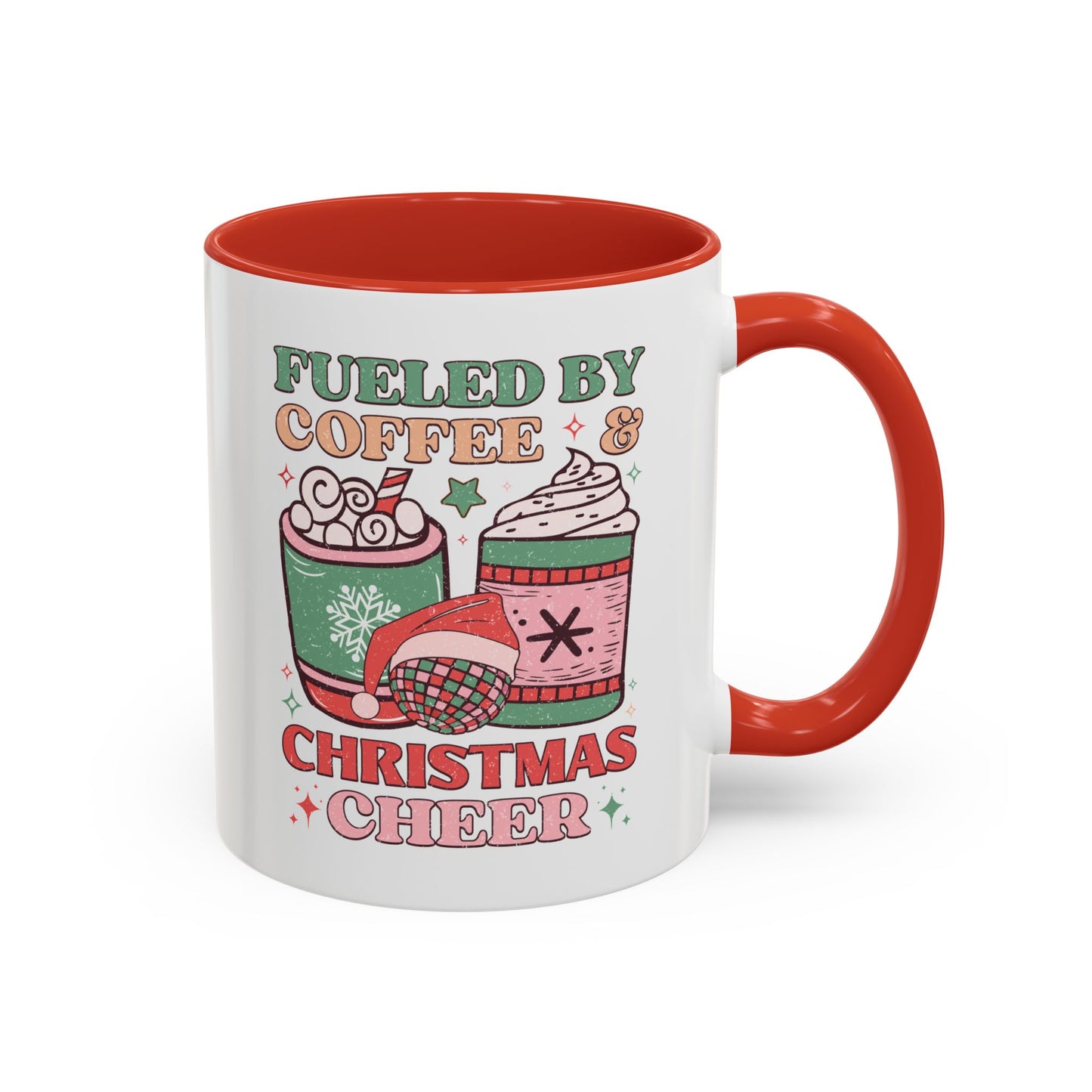 Coffee Mug Cup (11, 15oz) - Fueled by Coffee and Christmas Cheer - Retro Style Theme