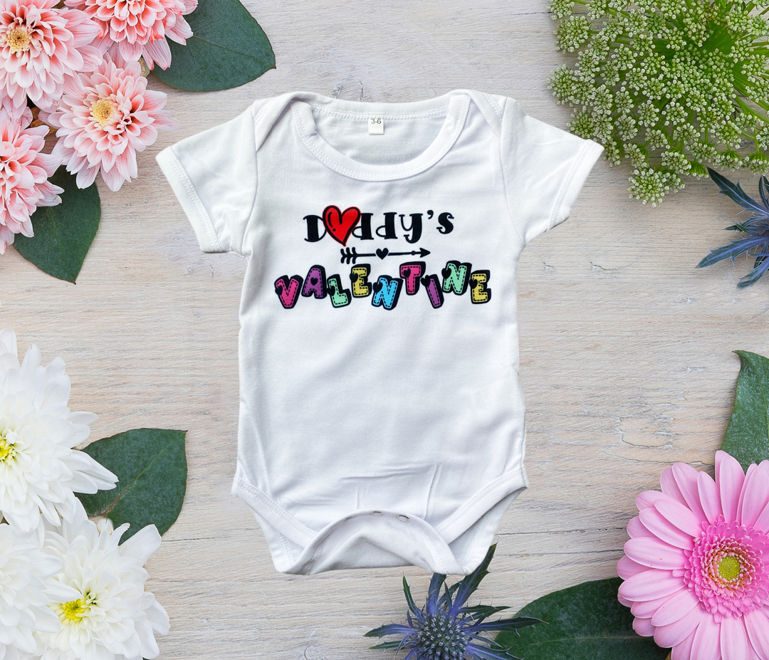 Daddy's Valentine Colorful Bright Fun Letter (Scrambled Design) - Baby, Infant Bodysuit