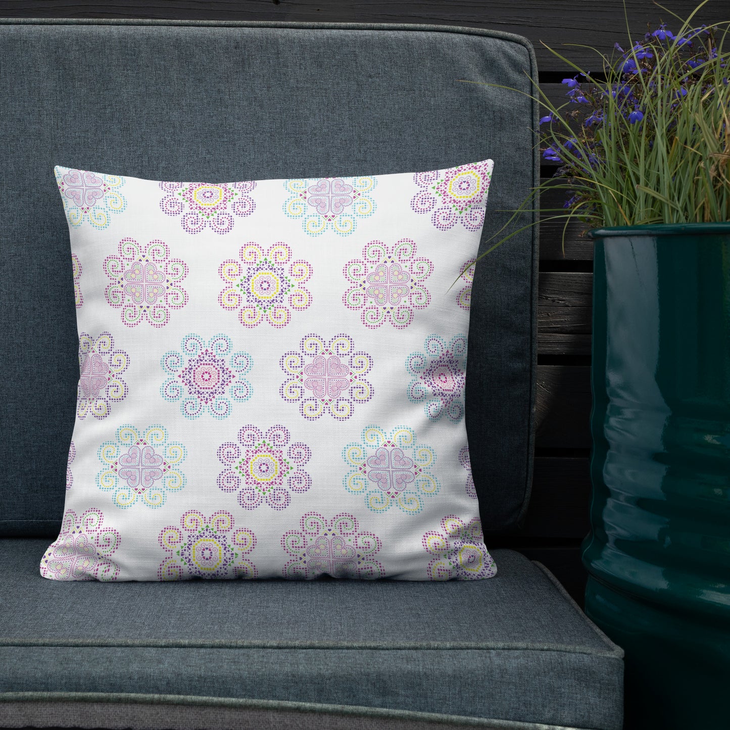 Colorful Hmong Inspired Patterns (Larger Design) - Pillow, Decorative Pillow, Bed Pillow, Throw Pillow, Sofa Pillow