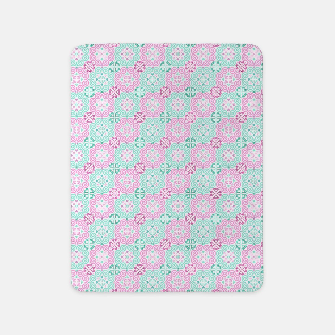 Sherpa Blanket (SAND) - Hmong Inspired - Cute Bright Colorful - Watercolor Textured - Pink Mint Pastel Theme