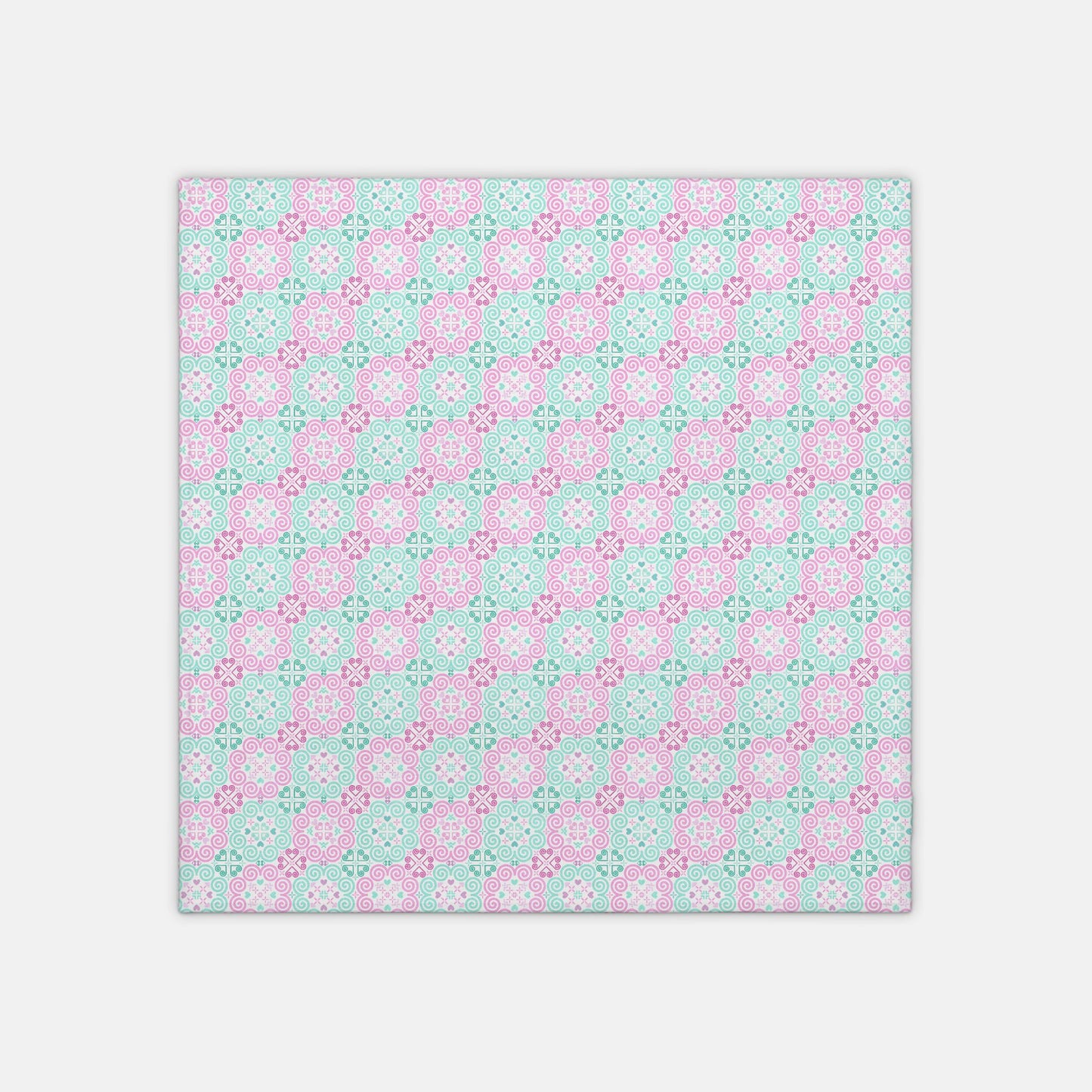 Swaddle Blanket - 42" x 42" - Hmong Inspired - Cute Bright Textured - Pink Mint Pastel Theme