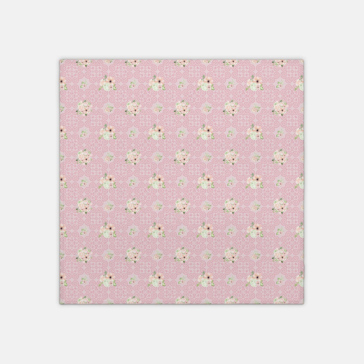 Swaddle Blanket - 42" x 42" - Hmong Inspired - Florals Leaves Pattern - Pink Theme