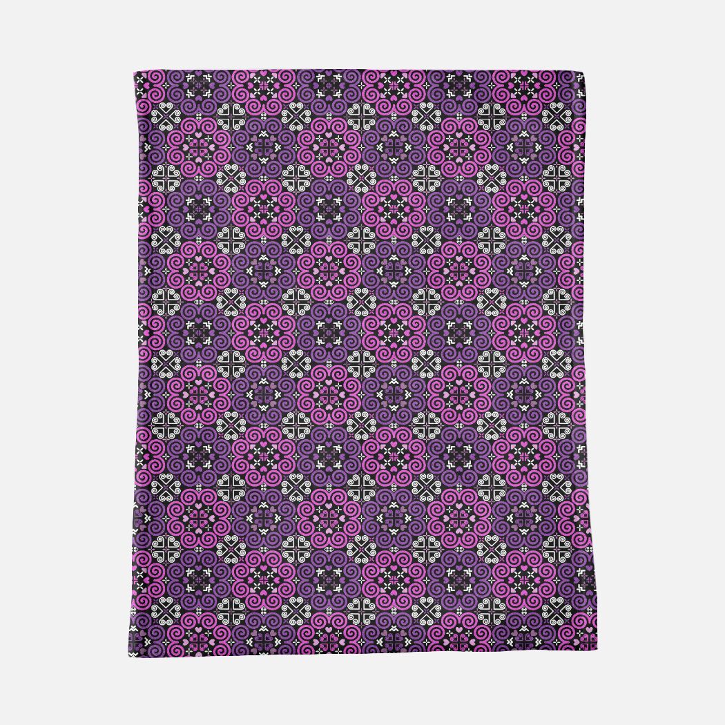 Minky Blanket - Hmong Inspired - Cute Bright Colorful - Watercolor Textured - Pink Purple Theme - Seamless BG