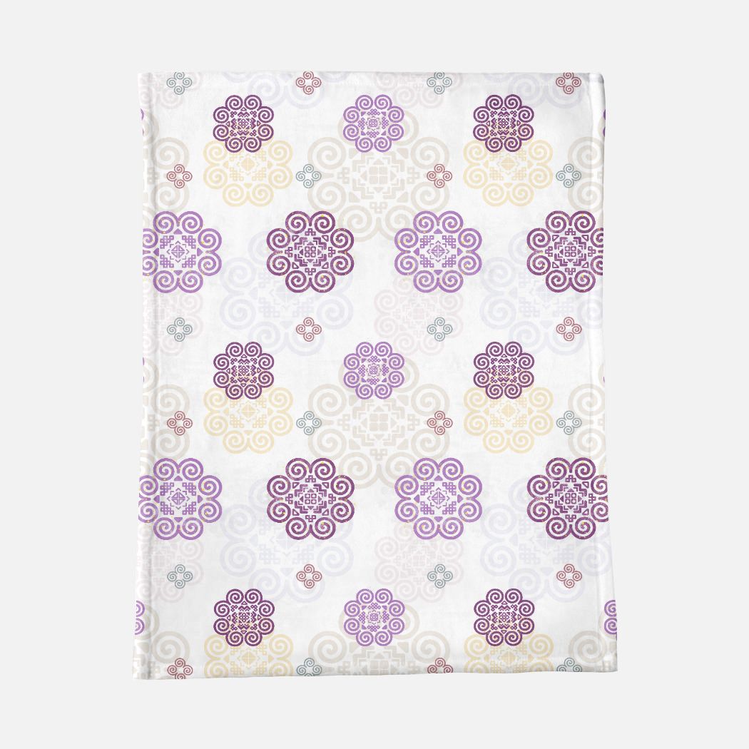 Minky Blanket - Hmong Inspired - Purple Yellow Theme- Silhouette Pattern V2