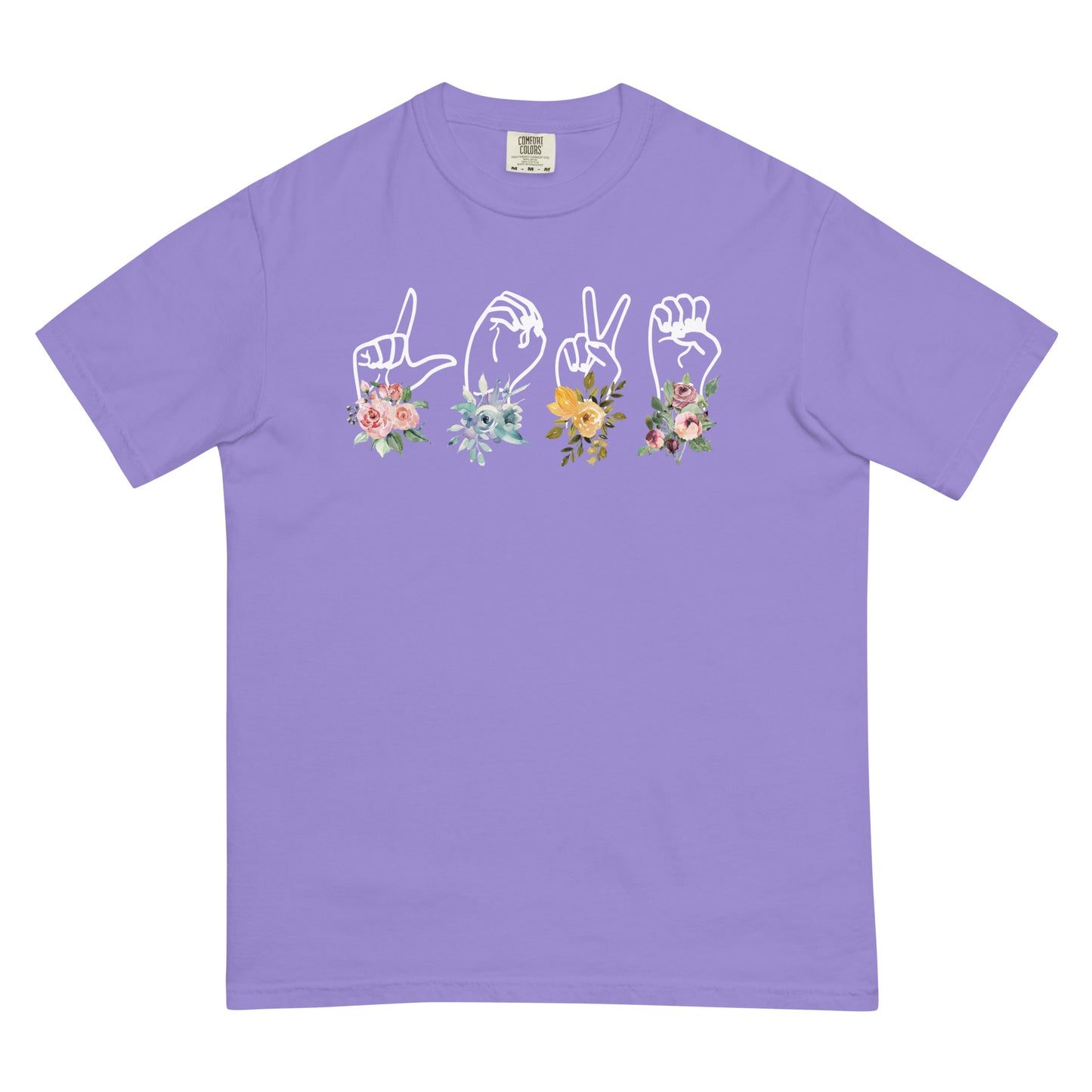 LOVE ASL with Flowers - Men’s garment-dyed heavyweight t-shirt Comfort Colors