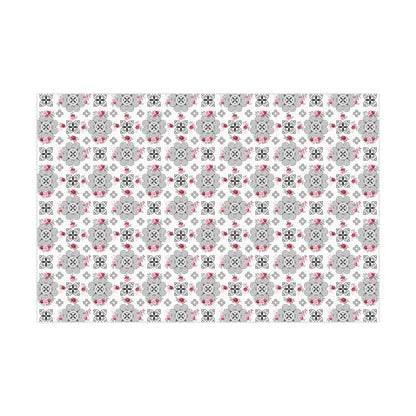 Gift Wrap Papers - Hmong Inspired Design - Red and Pink Watercolor Florals Flowers