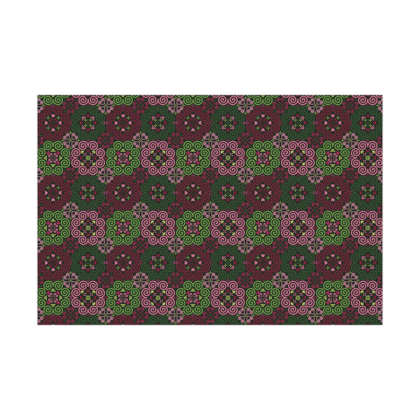 Gift Wrap Papers - Hmong Inspired - Cute Bright Colorful Bold - Red Pink Green Theme