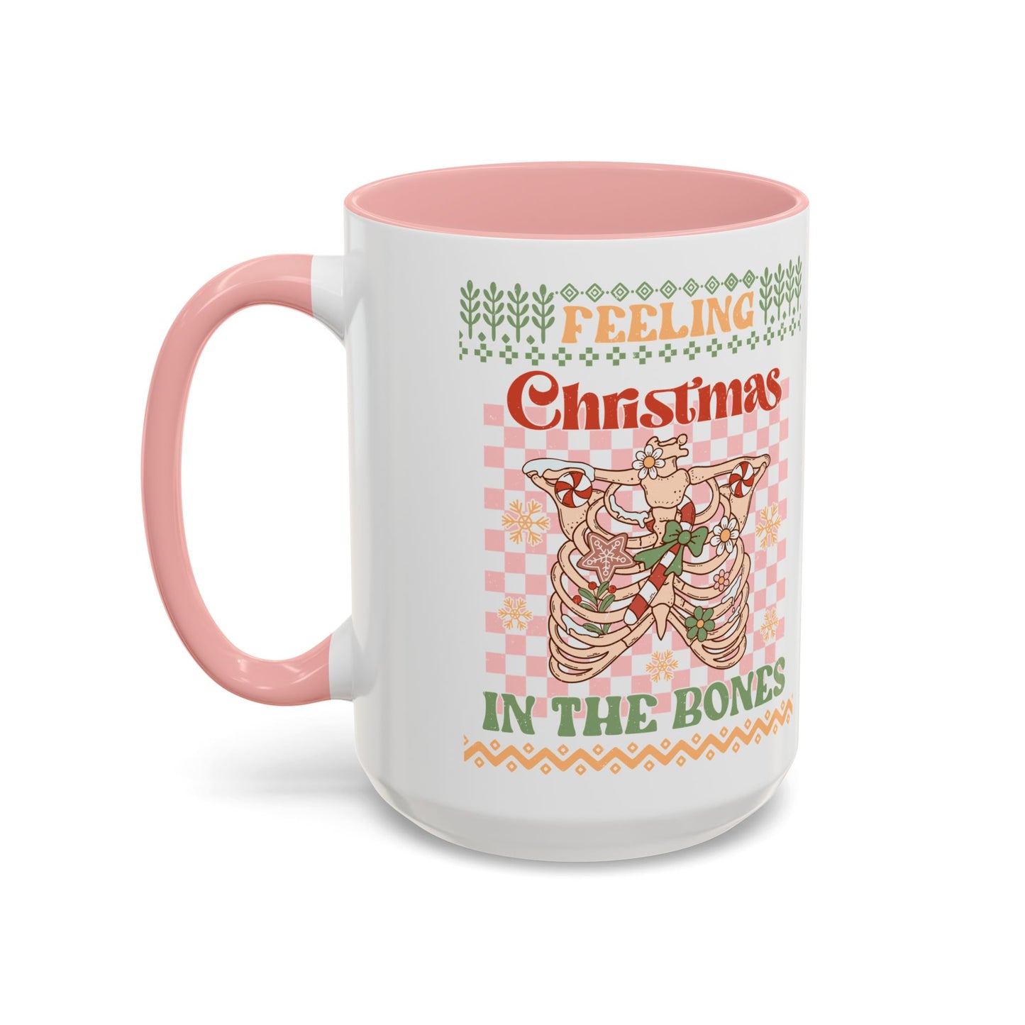 Coffee Mug Cup (11, 15oz) - Feeling Christmas in the Bones Retro Sweater Look Theme