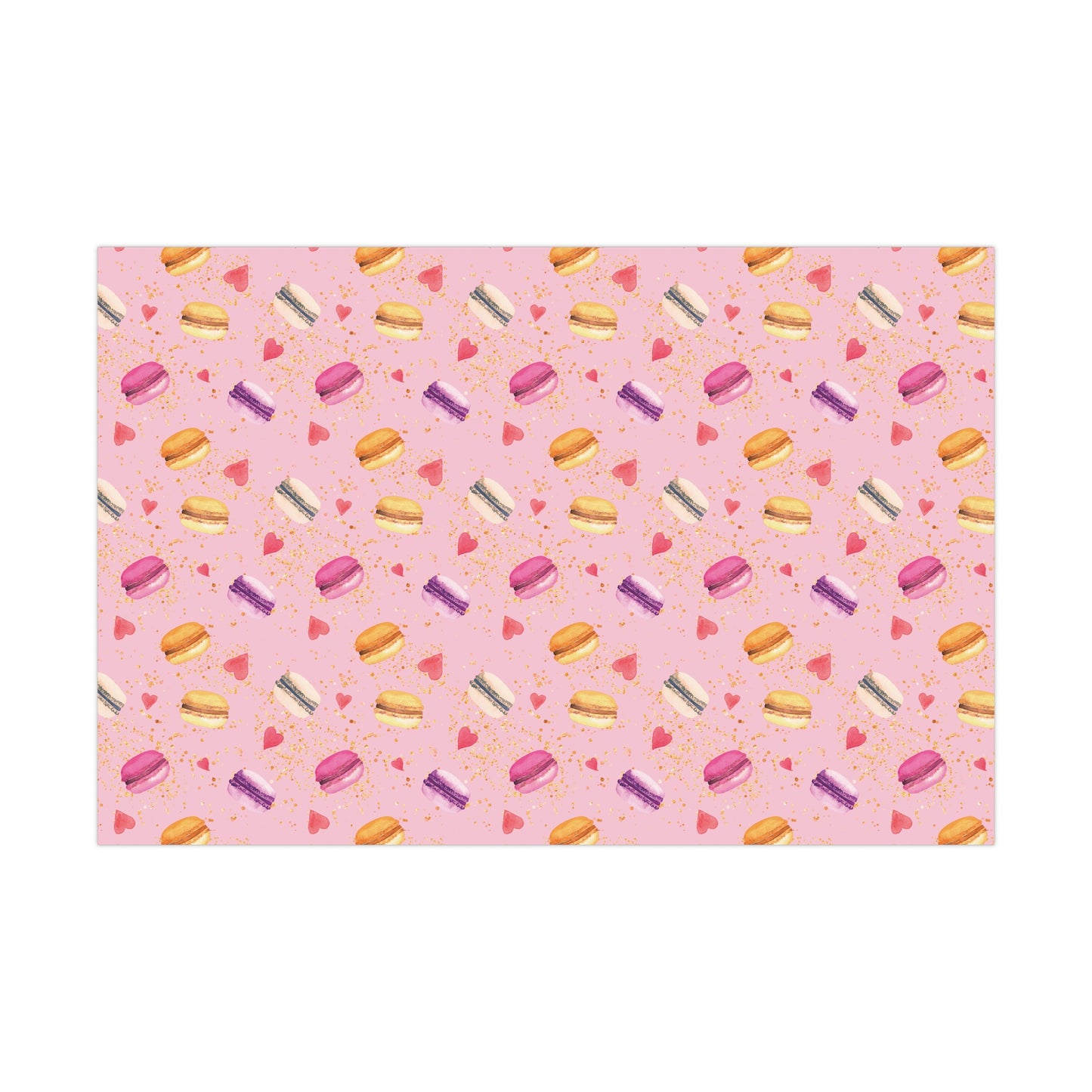 Gift Wrap Papers - Watercolor Macarons - Bright Colorful - Pink Theme on Pink BG