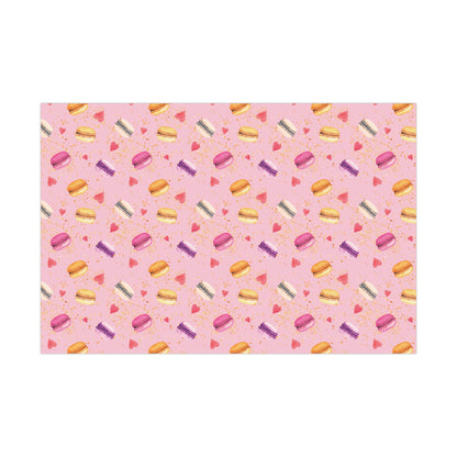 Gift Wrap Papers - Watercolor Macarons - Bright Colorful - Pink Theme on Pink BG