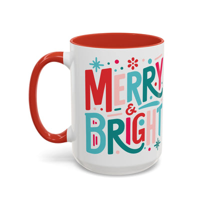 Coffee Mug Cup (11, 15oz) - Merry and Bright - Christmas Bright Colorful Vintage Theme Style